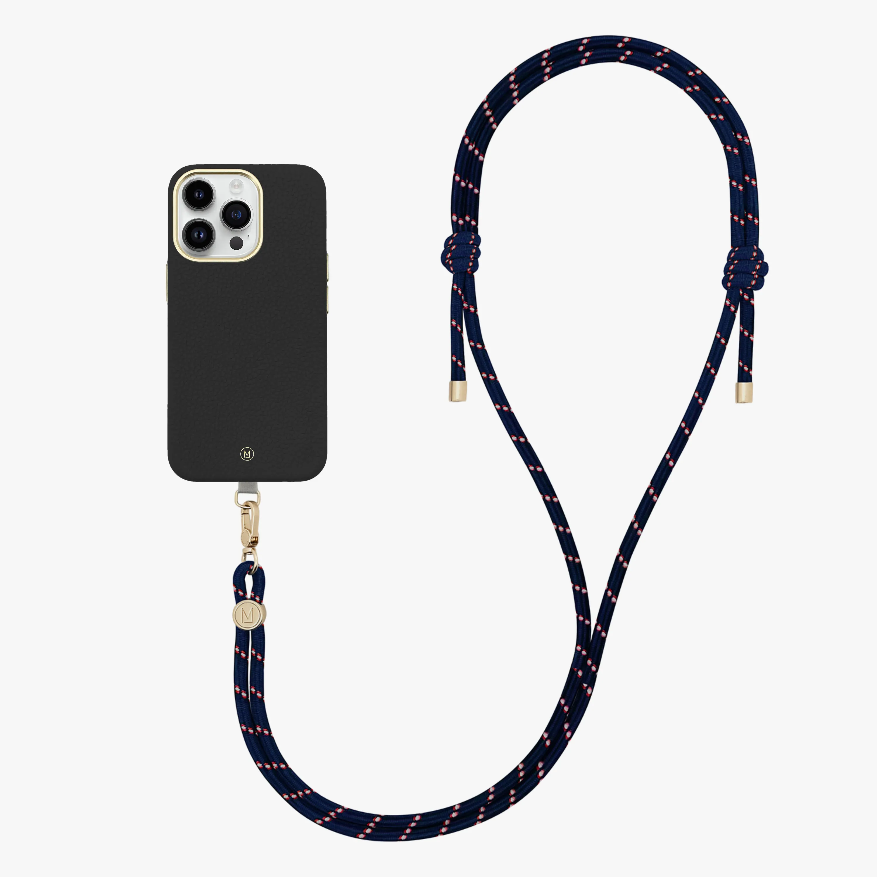 iPhone 16 Plus Leather MagSafe Case with Crossbody Rope Strap