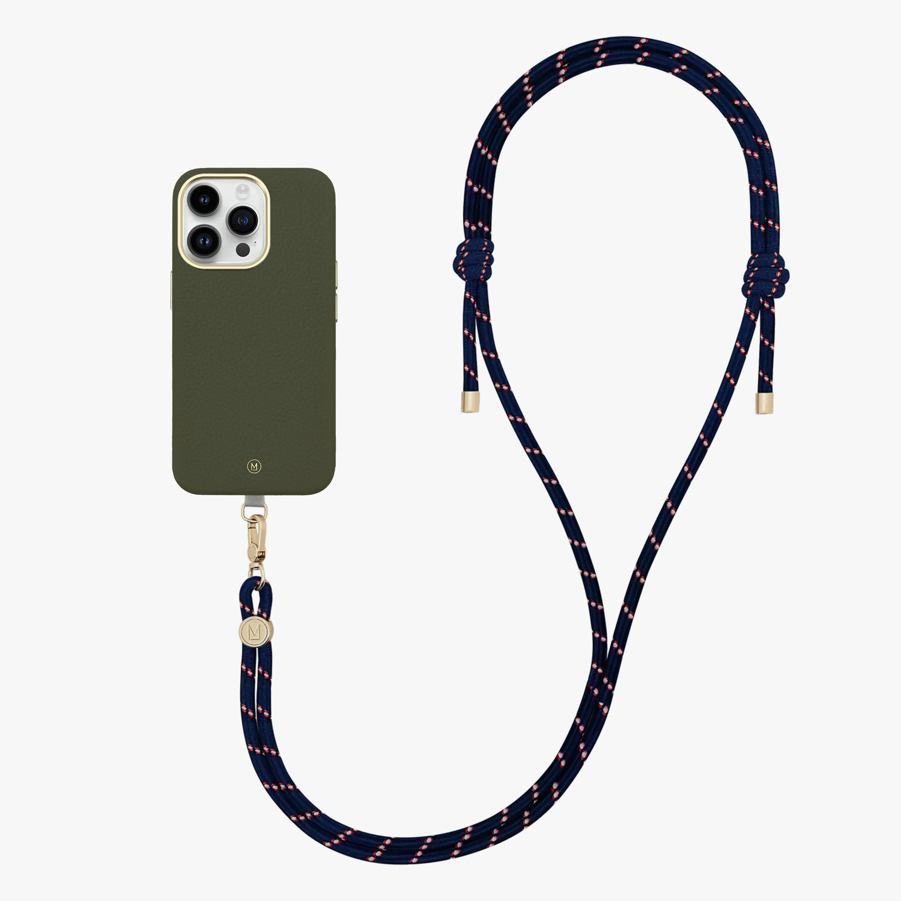 iPhone 16 Plus Leather MagSafe Case with Crossbody Rope Strap