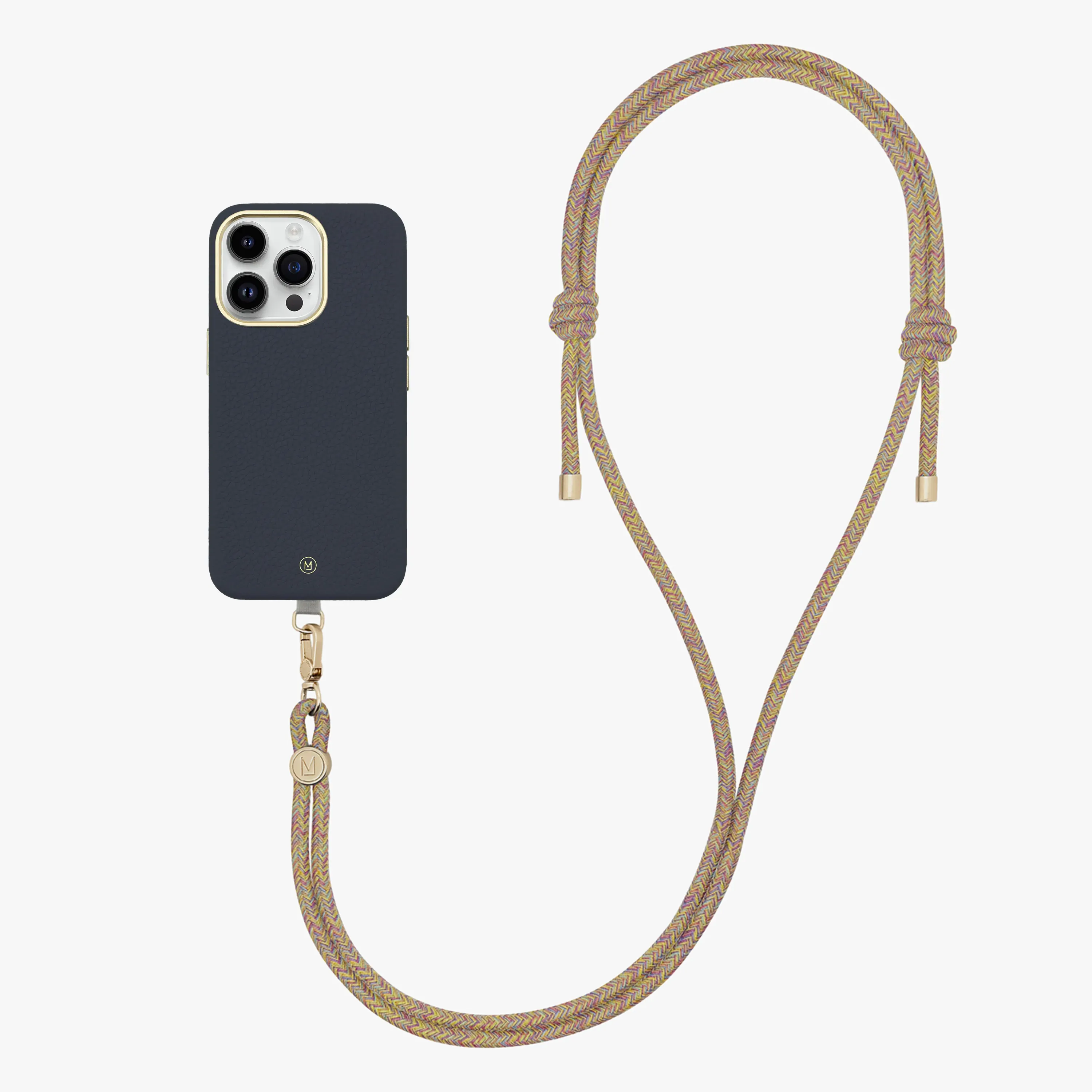 iPhone 16 Plus Leather MagSafe Case with Crossbody Rope Strap