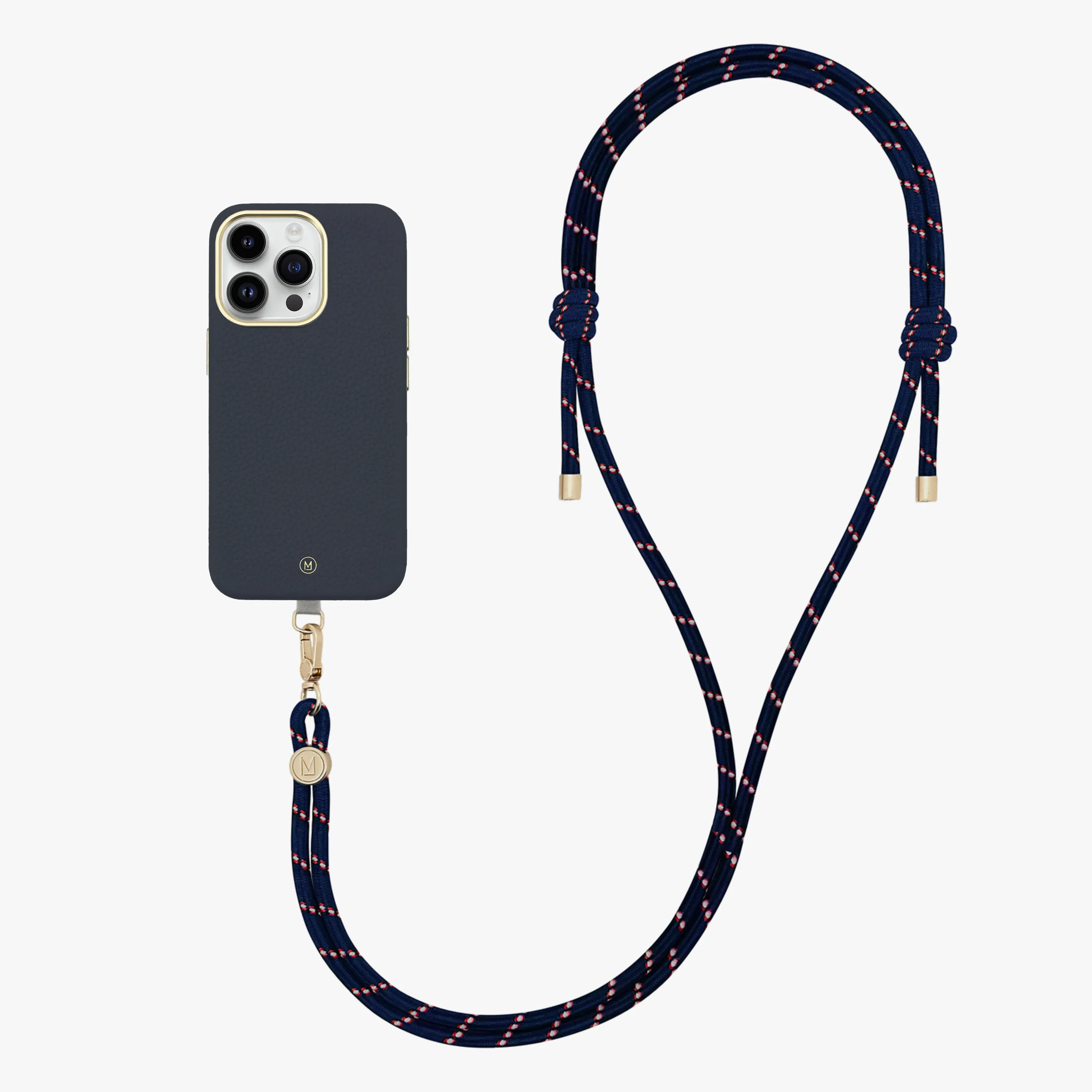 iPhone 16 Plus Leather MagSafe Case with Crossbody Rope Strap