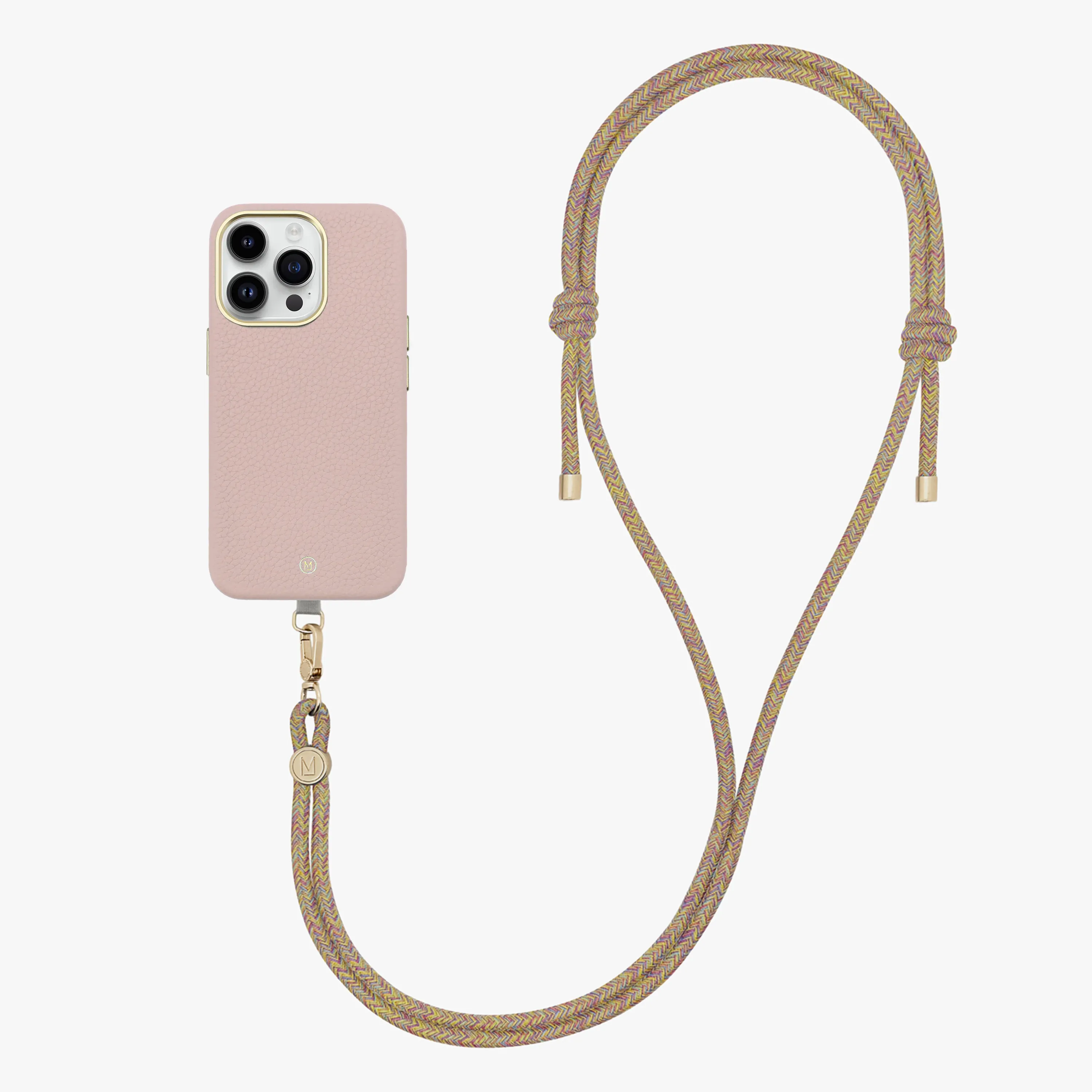 iPhone 16 Plus Leather MagSafe Case with Crossbody Rope Strap