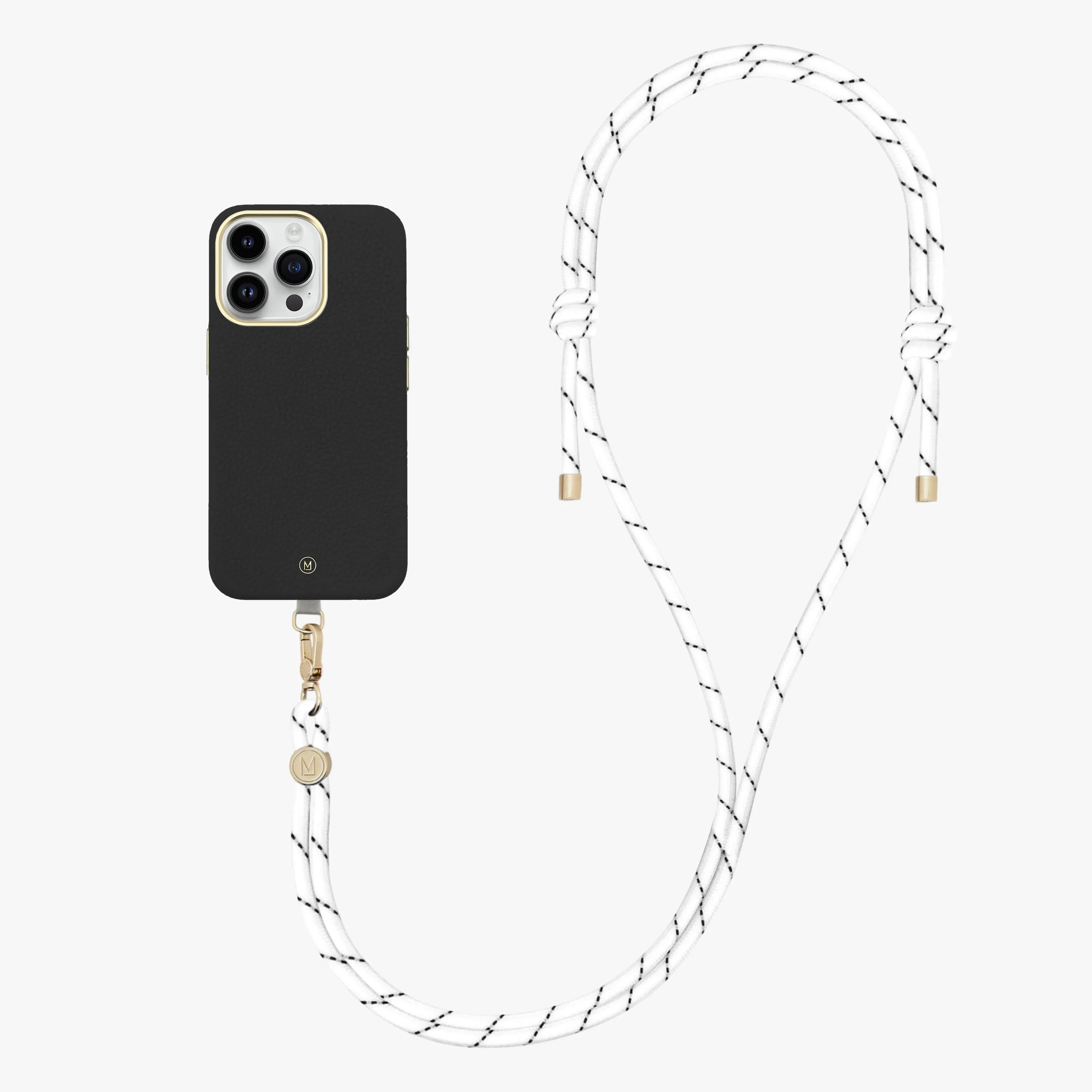 iPhone 16 Plus Leather MagSafe Case with Crossbody Rope Strap