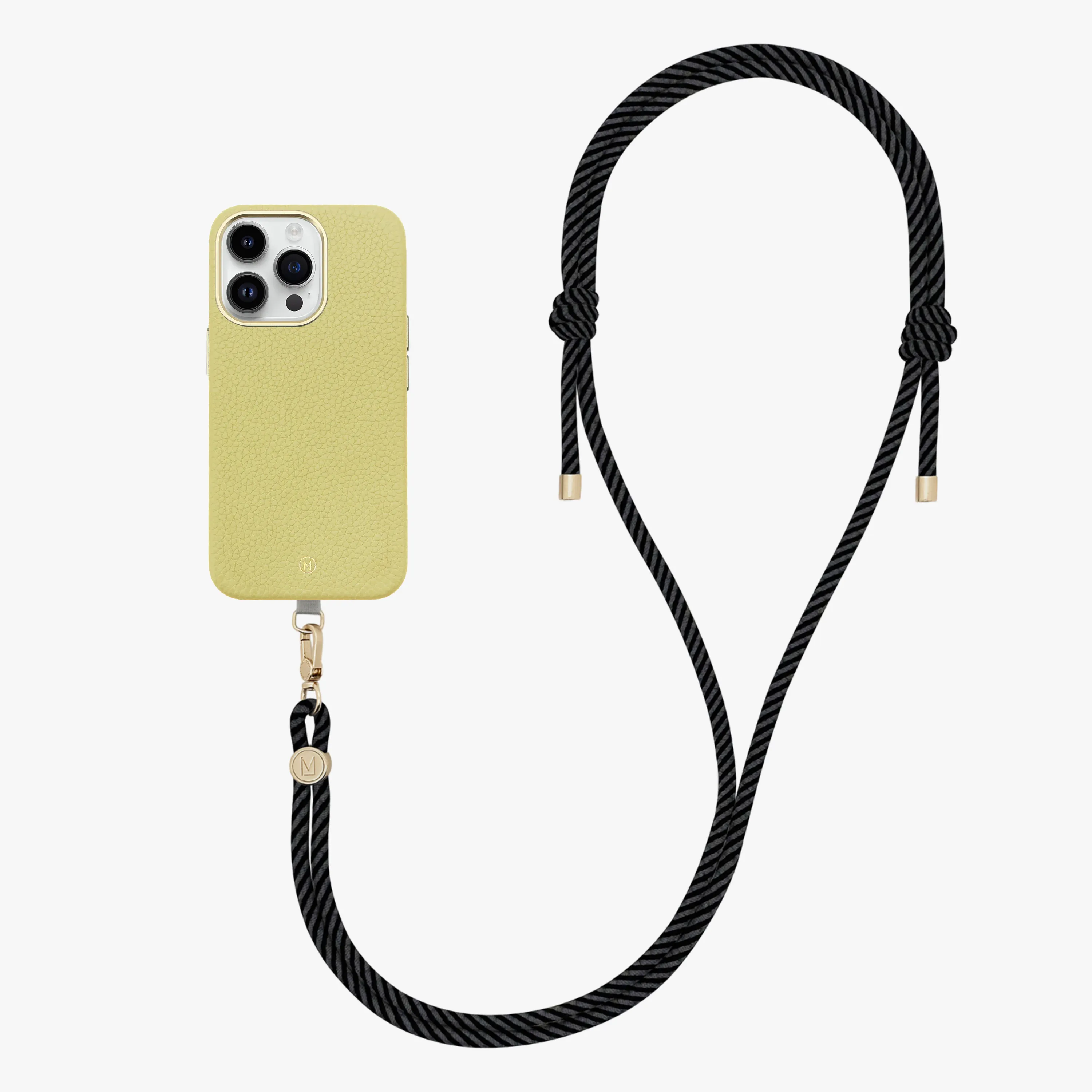 iPhone 16 Plus Leather MagSafe Case with Crossbody Rope Strap