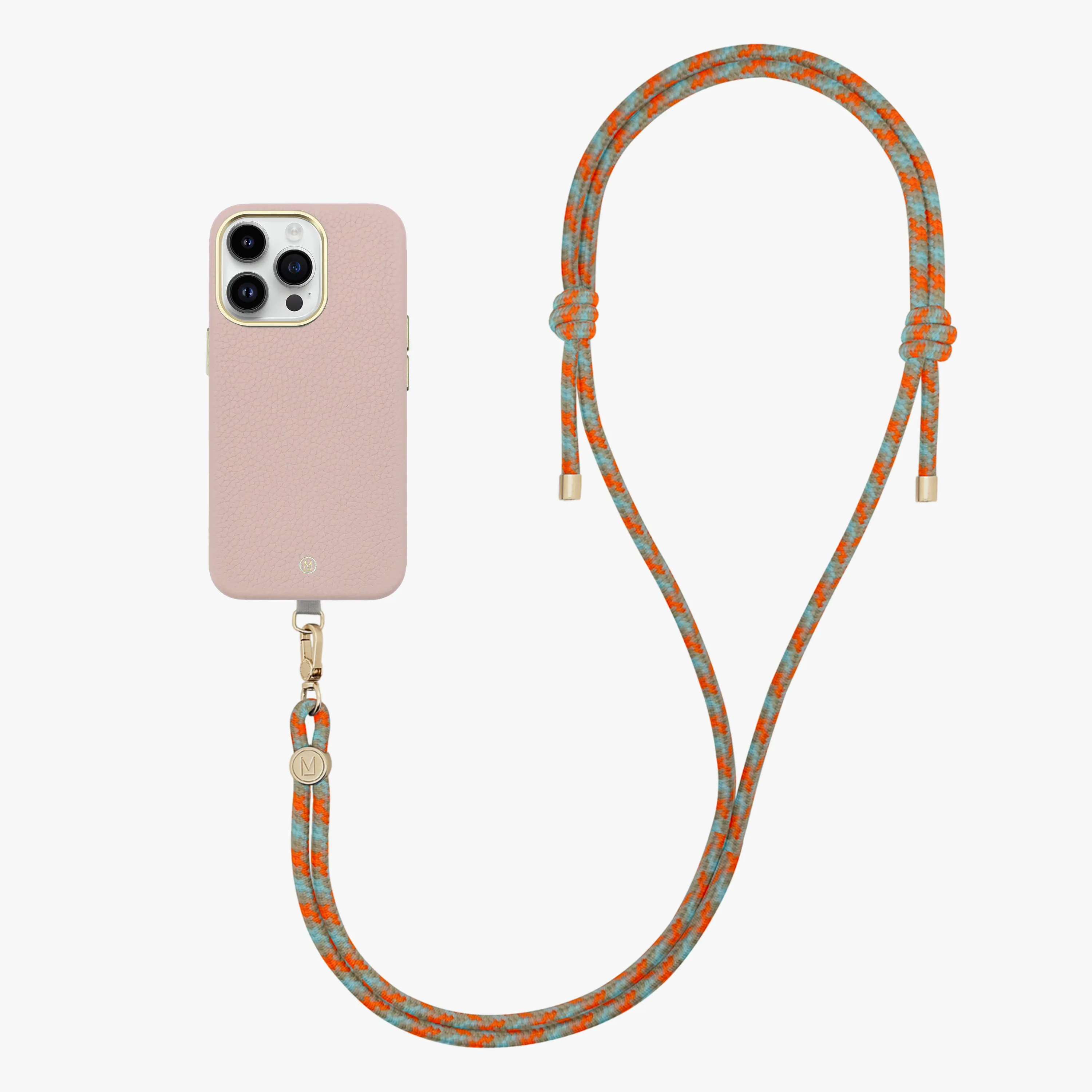iPhone 16 Plus Leather MagSafe Case with Crossbody Rope Strap
