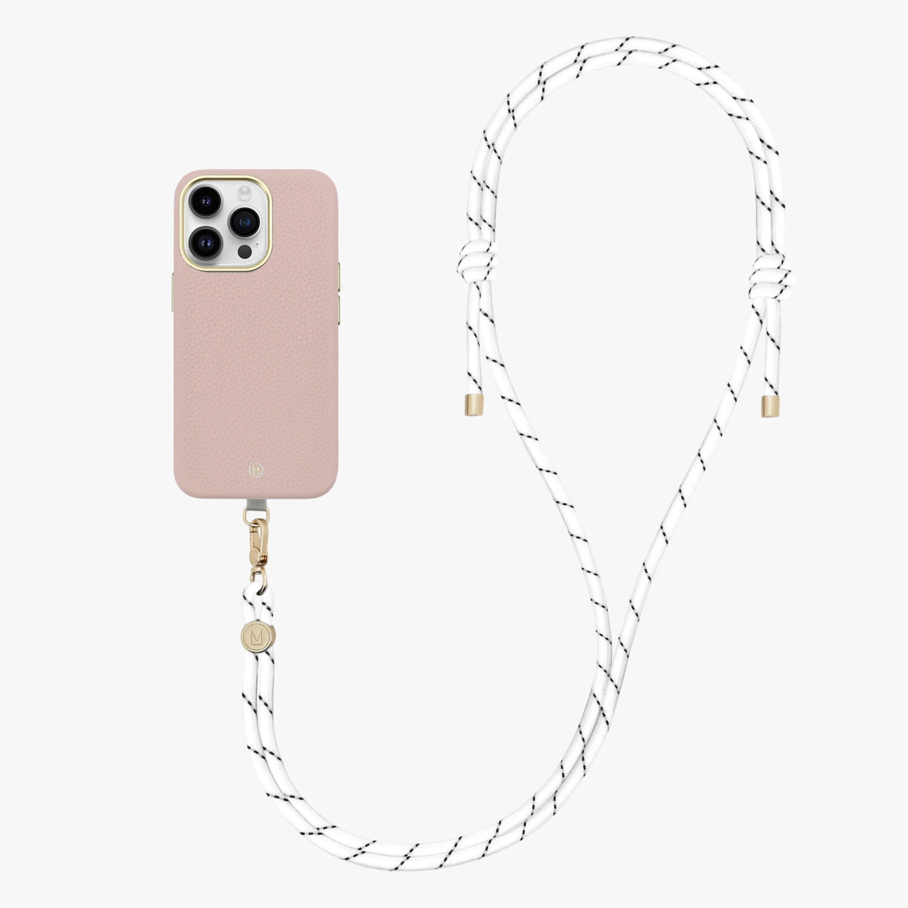 iPhone 16 Plus Leather MagSafe Case with Crossbody Rope Strap