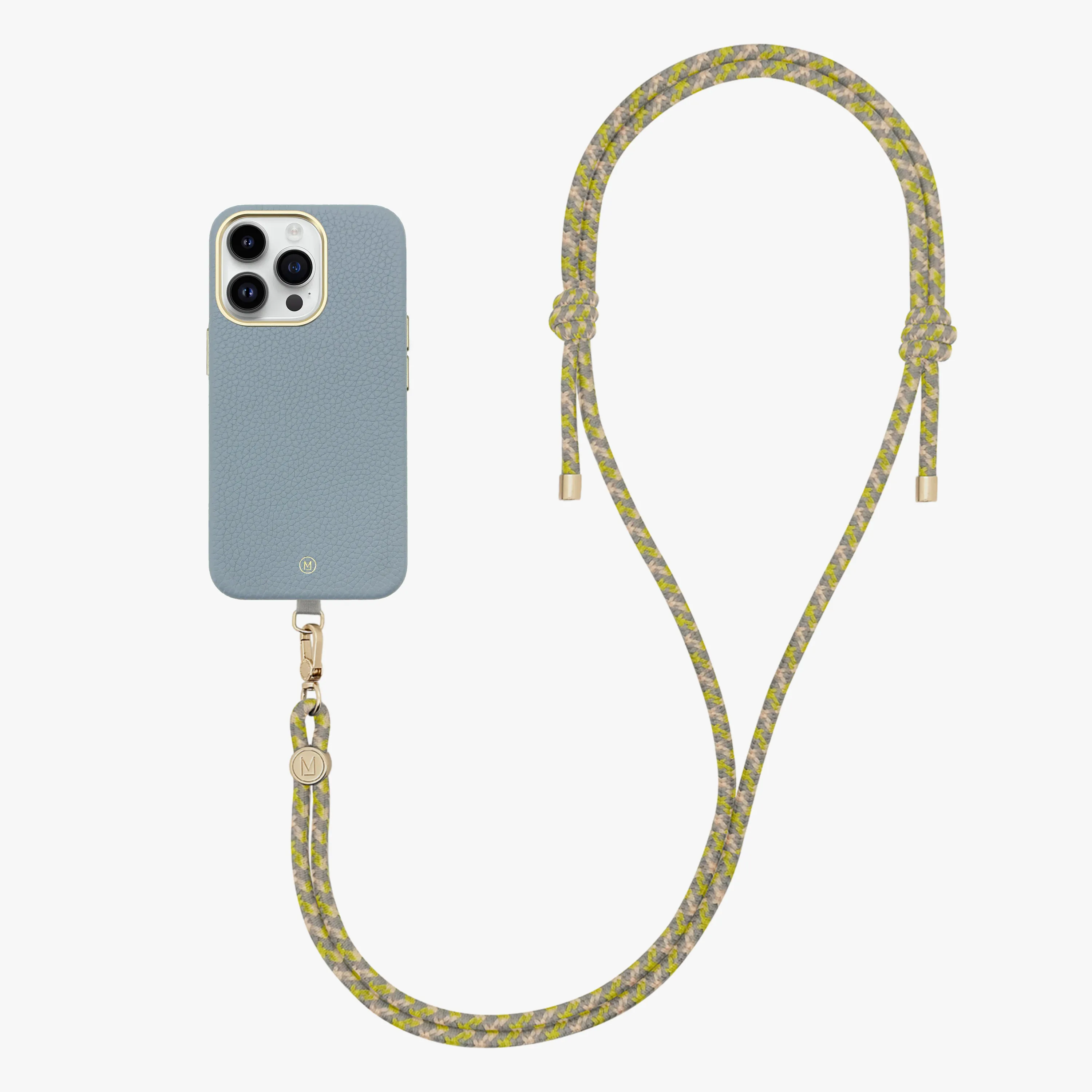 iPhone 16 Plus Leather MagSafe Case with Crossbody Rope Strap