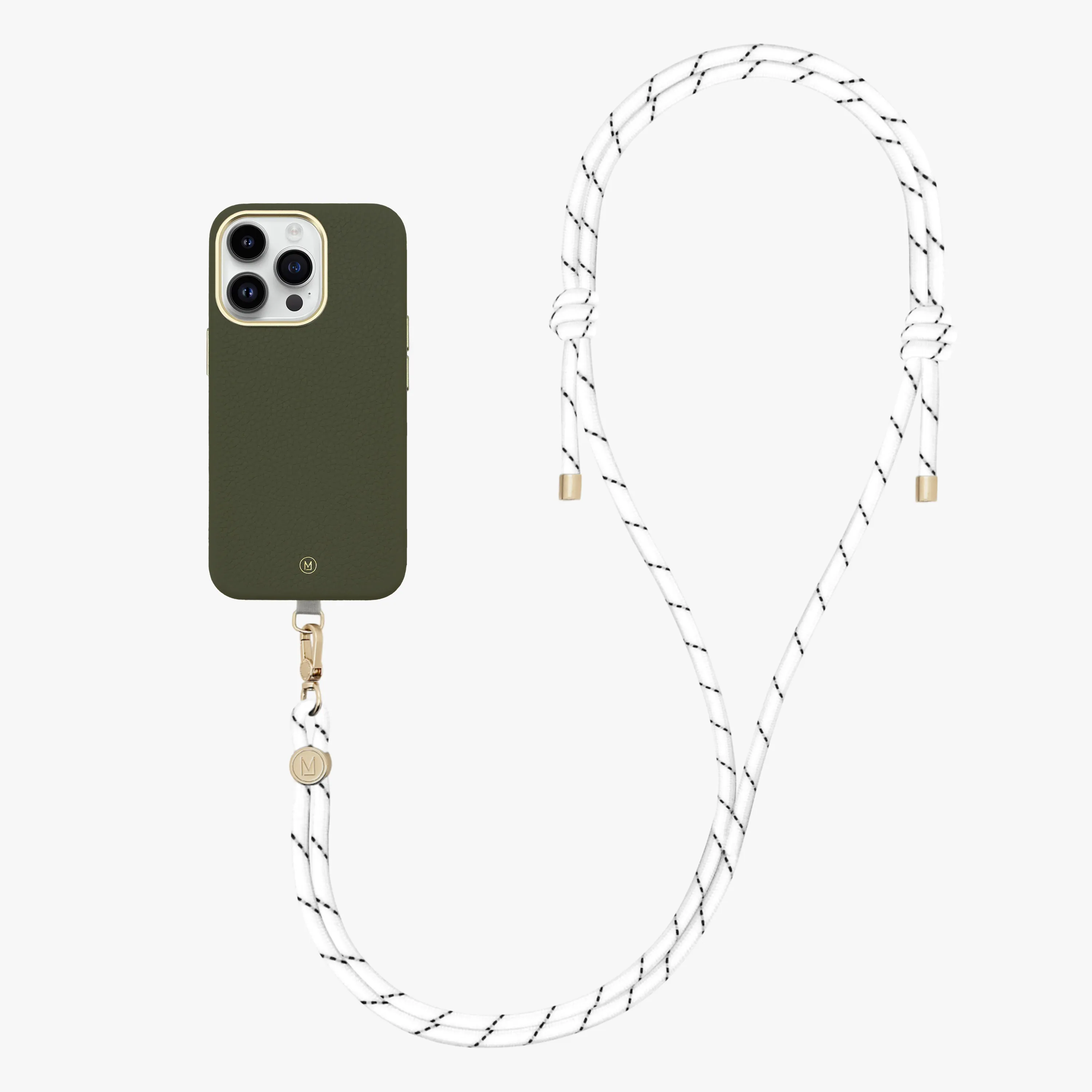 iPhone 16 Plus Leather MagSafe Case with Crossbody Rope Strap