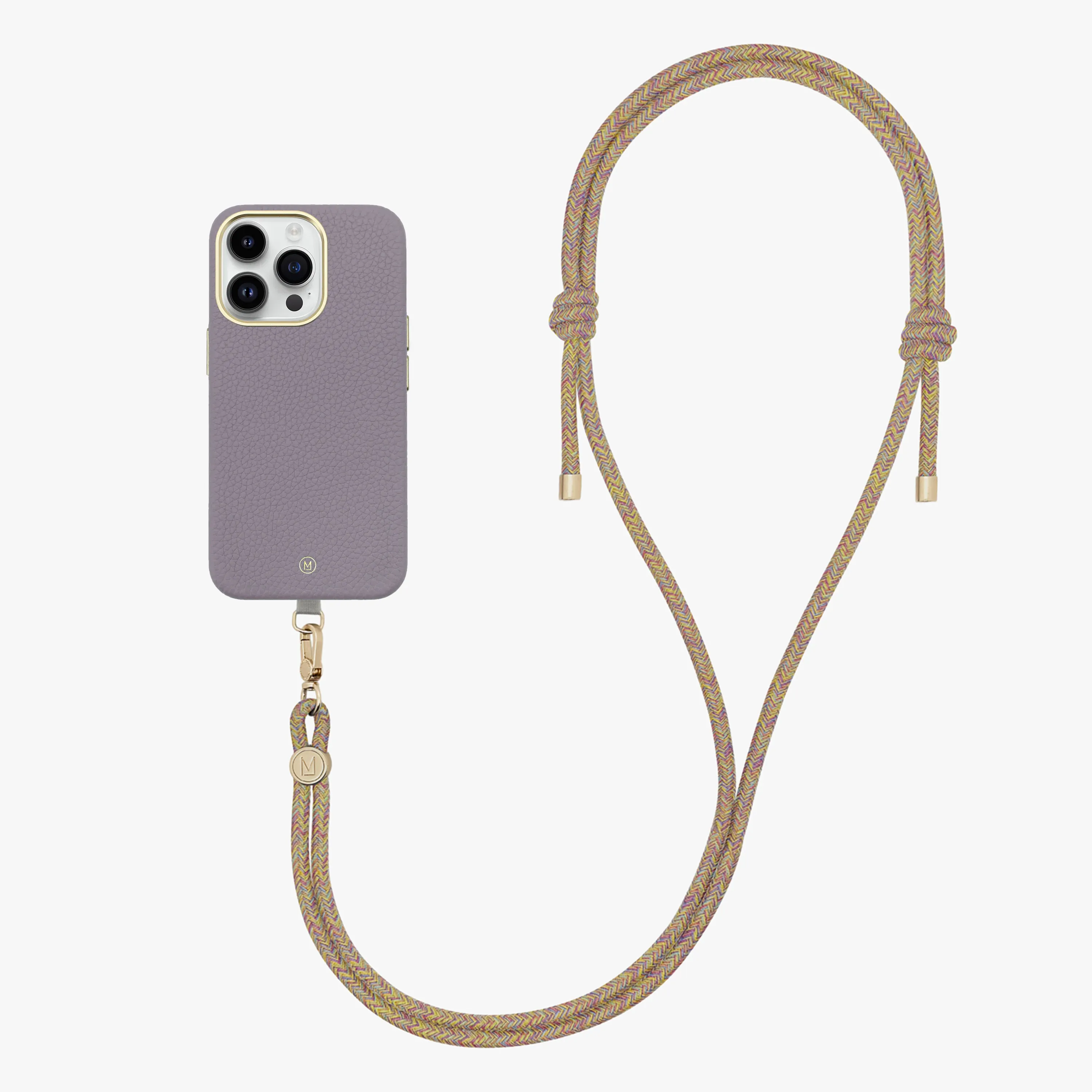 iPhone 16 Plus Leather MagSafe Case with Crossbody Rope Strap