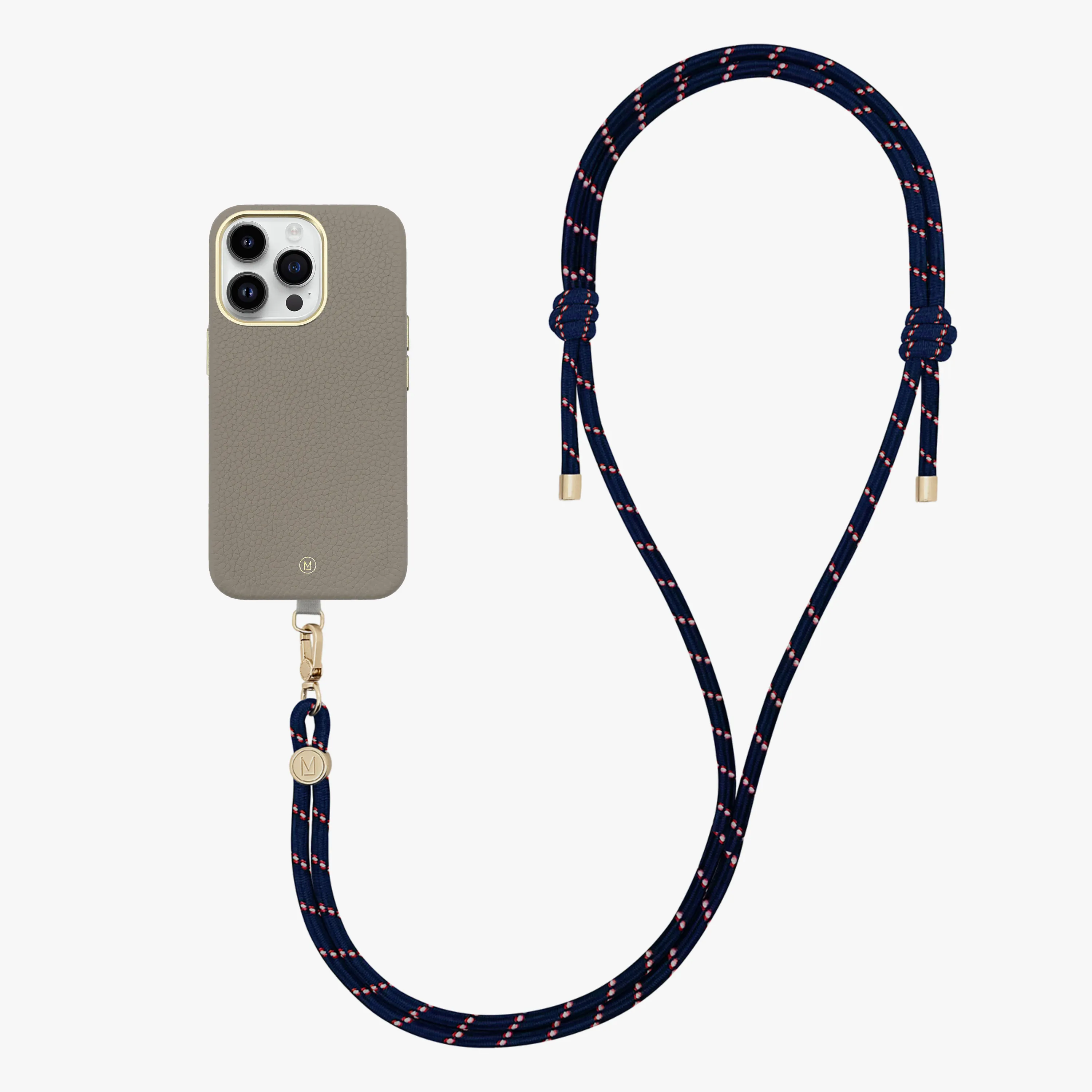iPhone 16 Plus Leather MagSafe Case with Crossbody Rope Strap