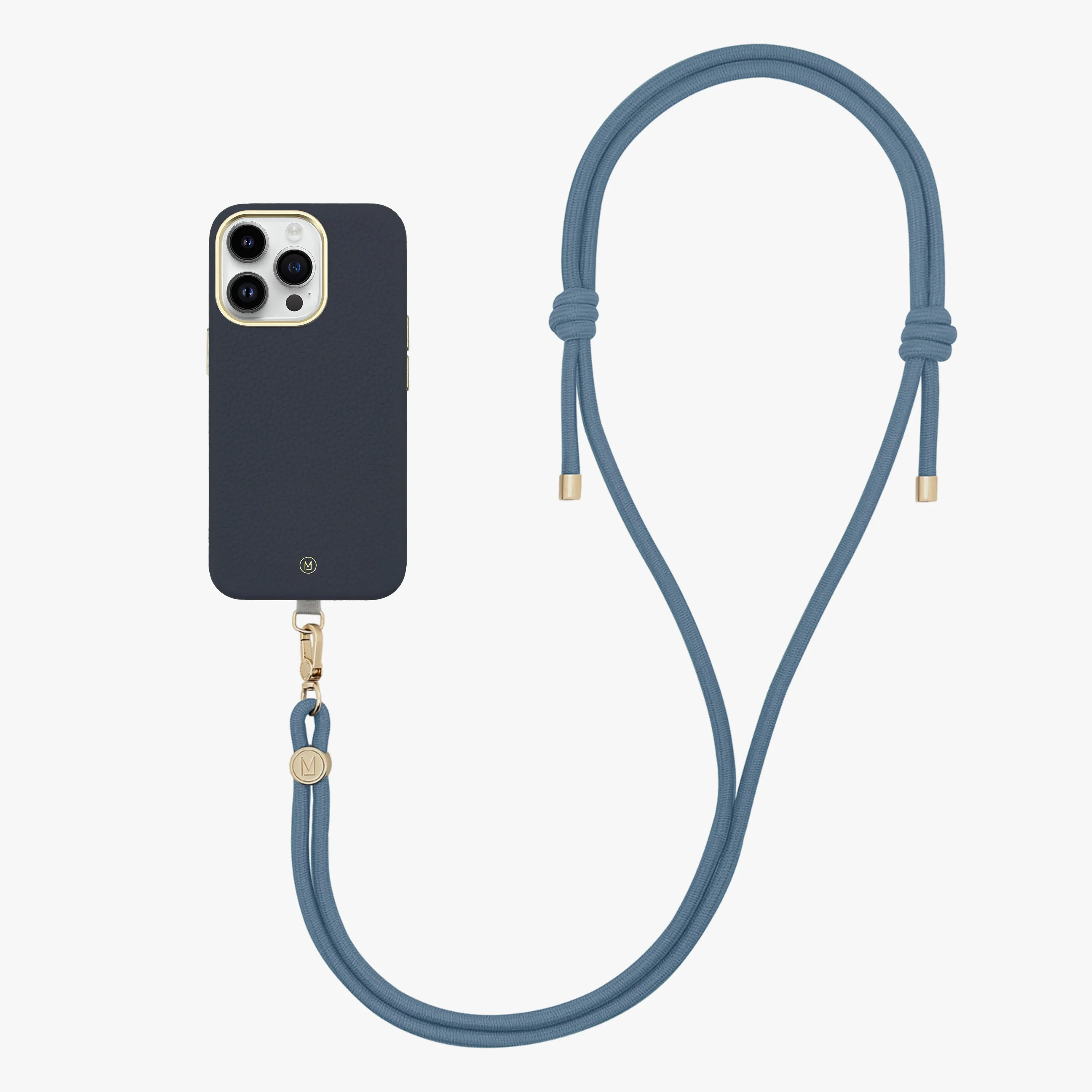 iPhone 16 Plus Leather MagSafe Case with Crossbody Rope Strap