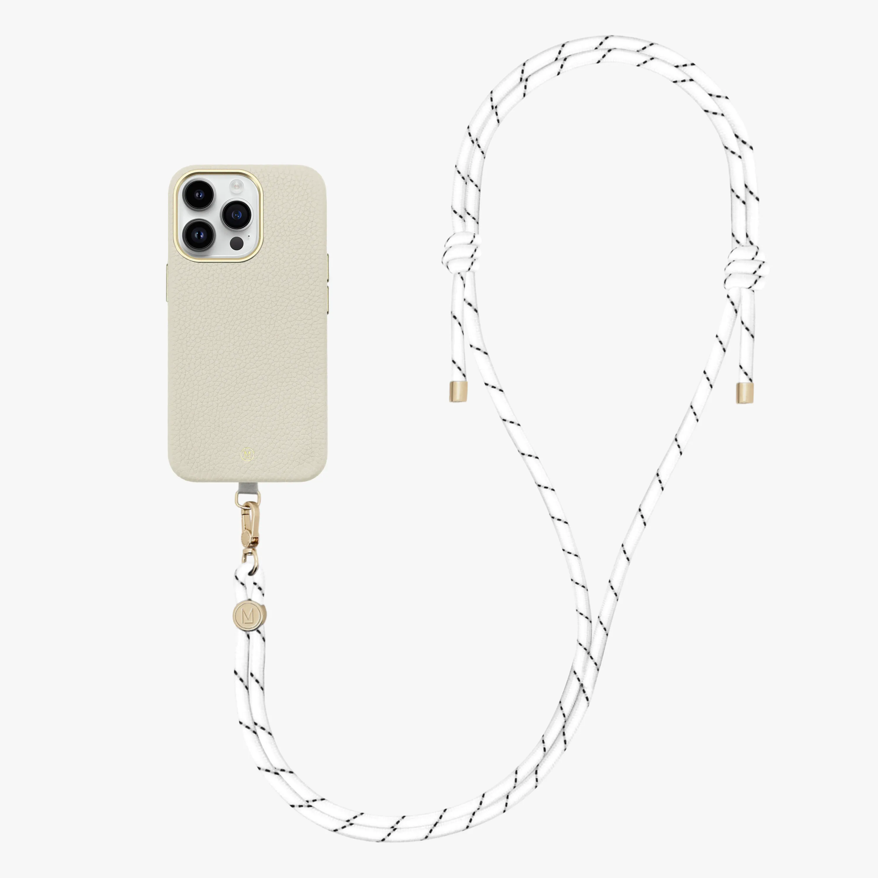 iPhone 16 Plus Leather MagSafe Case with Crossbody Rope Strap