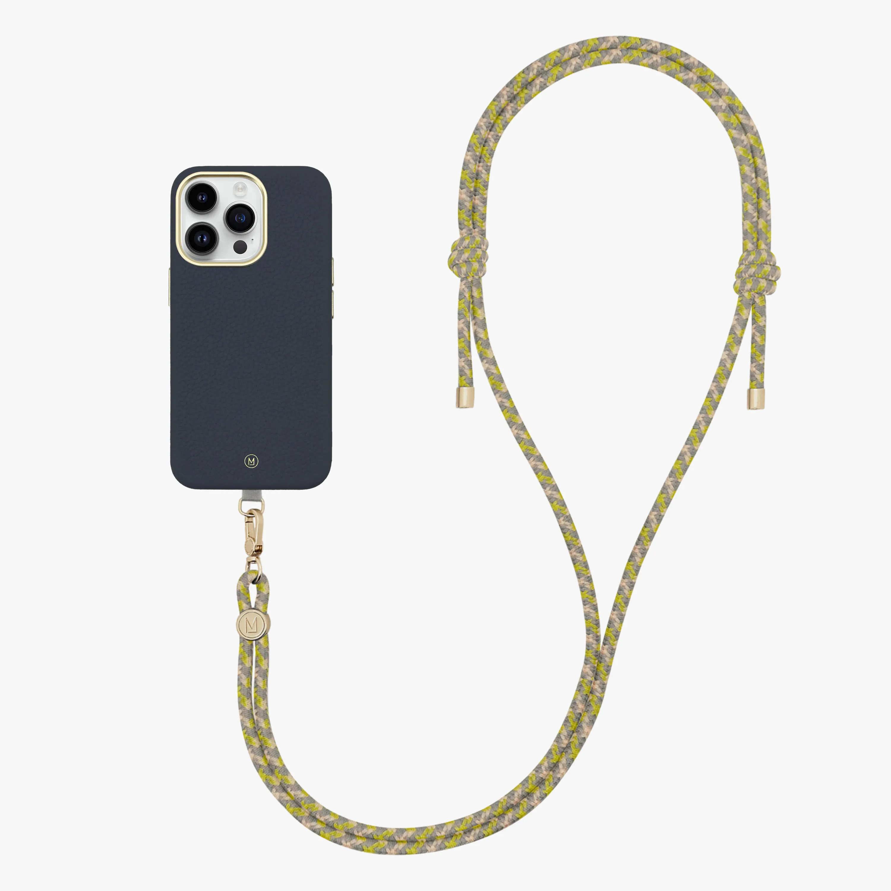 iPhone 16 Plus Leather MagSafe Case with Crossbody Rope Strap