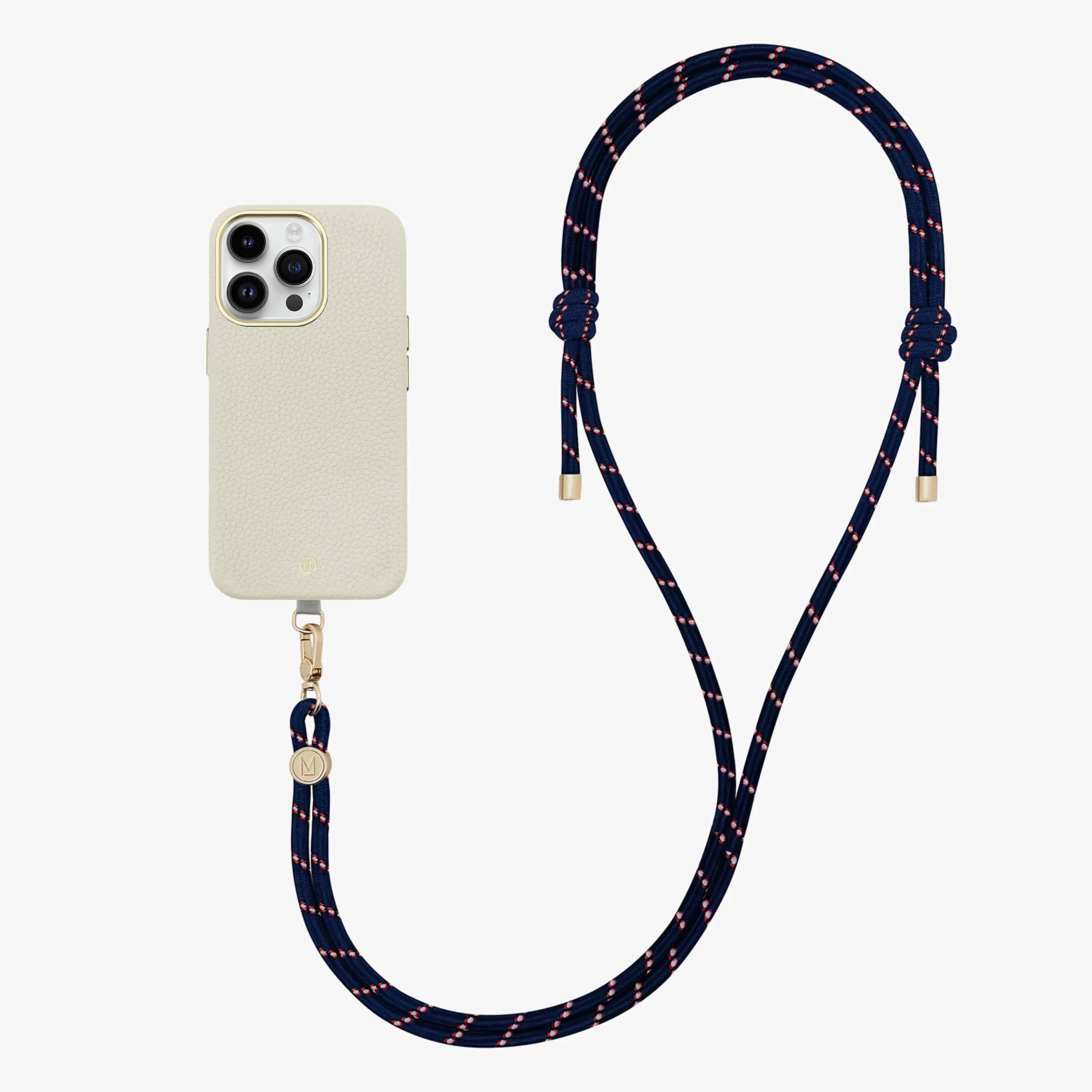 iPhone 16 Plus Leather MagSafe Case with Crossbody Rope Strap
