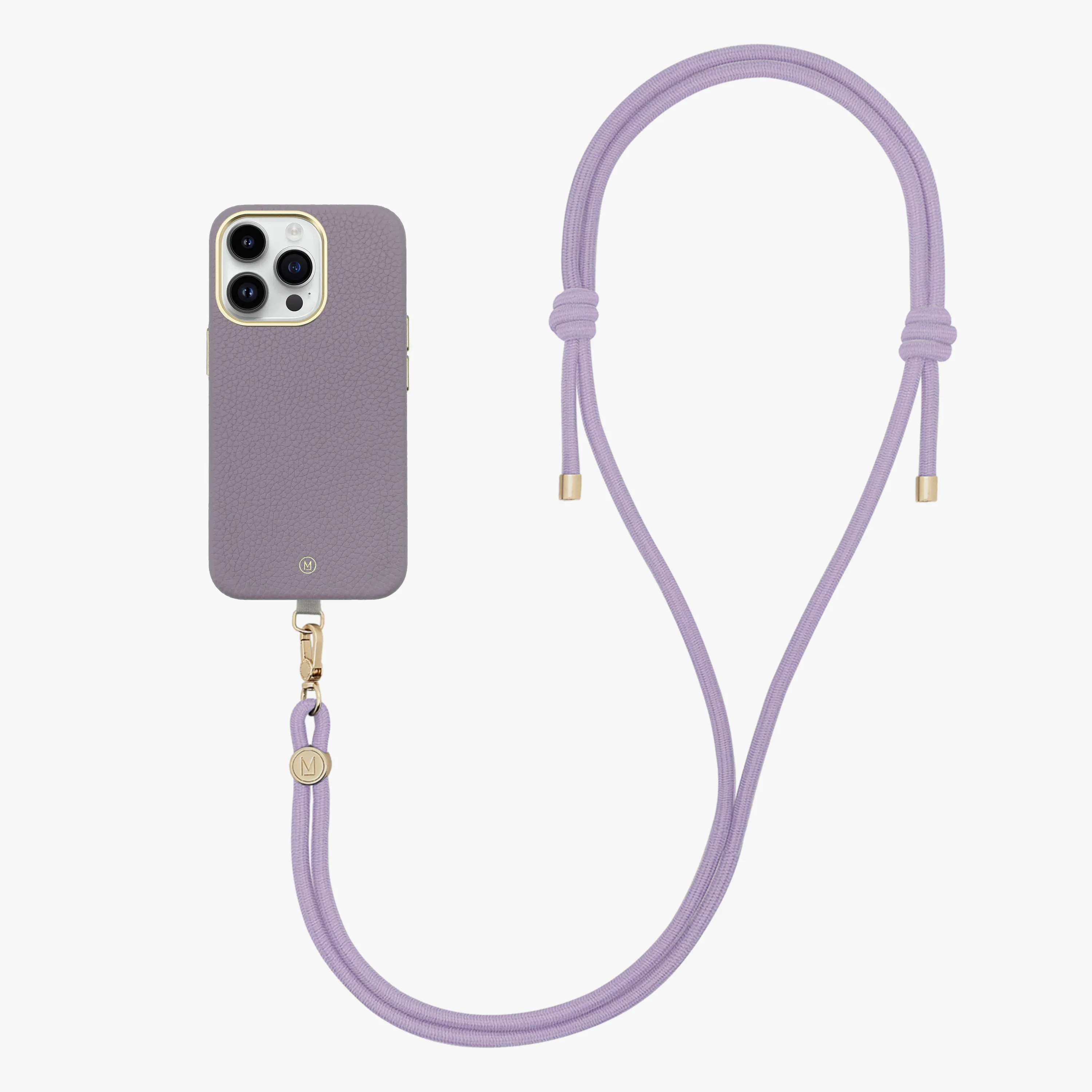 iPhone 16 Plus Leather MagSafe Case with Crossbody Rope Strap