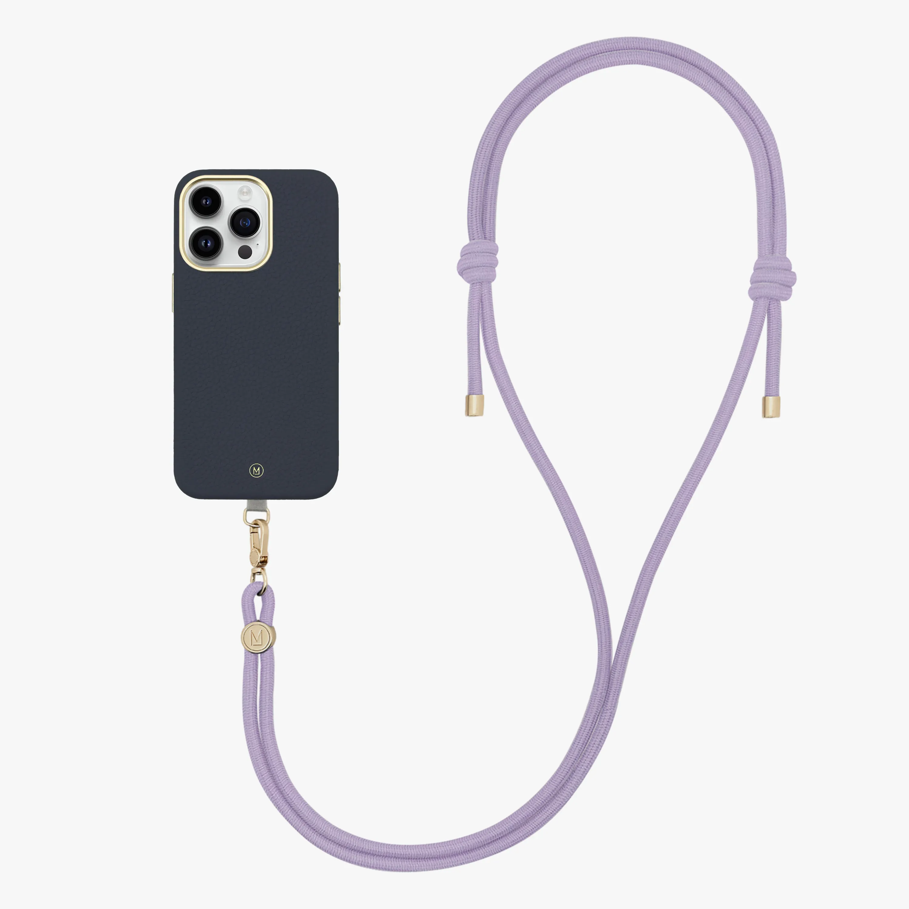 iPhone 16 Plus Leather MagSafe Case with Crossbody Rope Strap