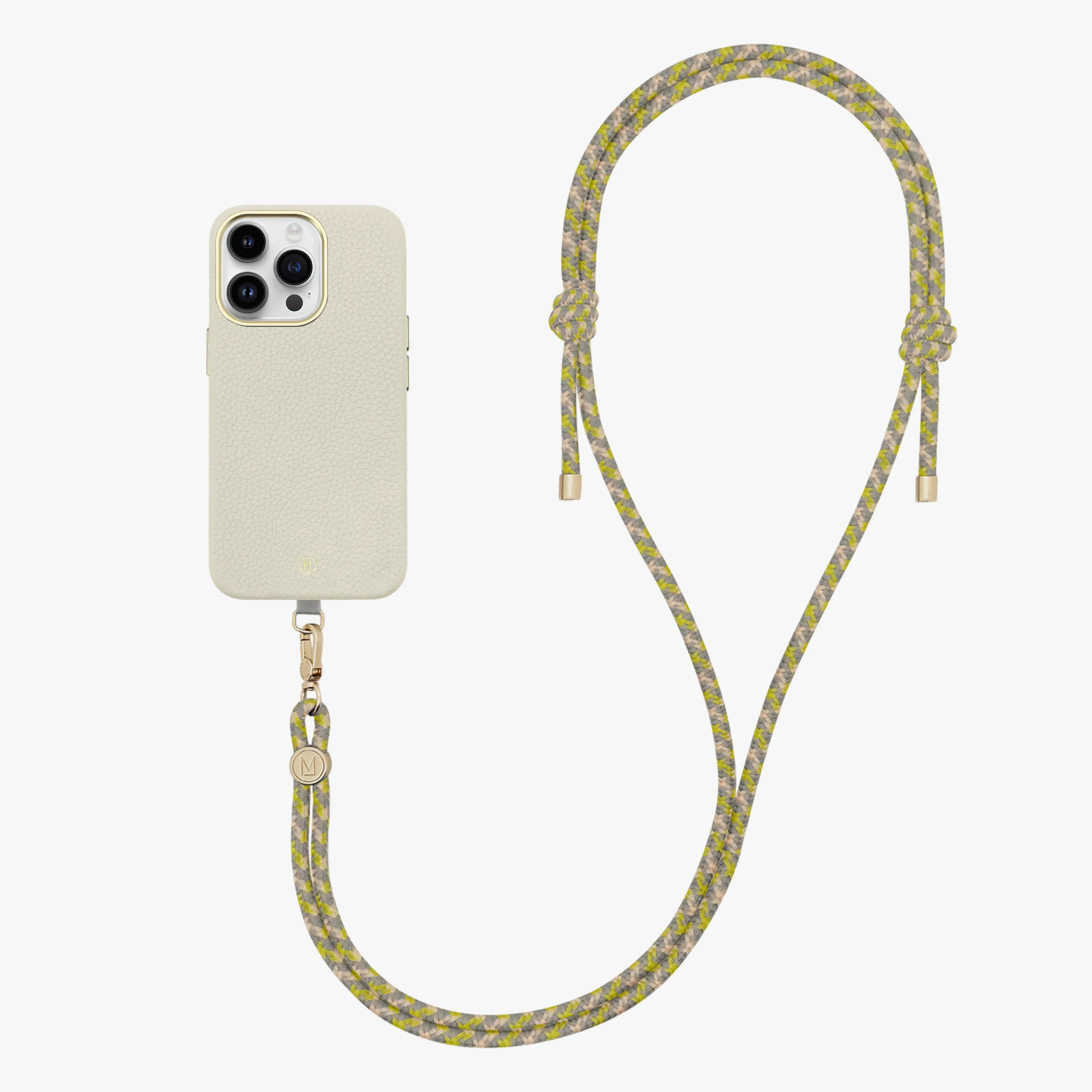 iPhone 16 Plus Leather MagSafe Case with Crossbody Rope Strap