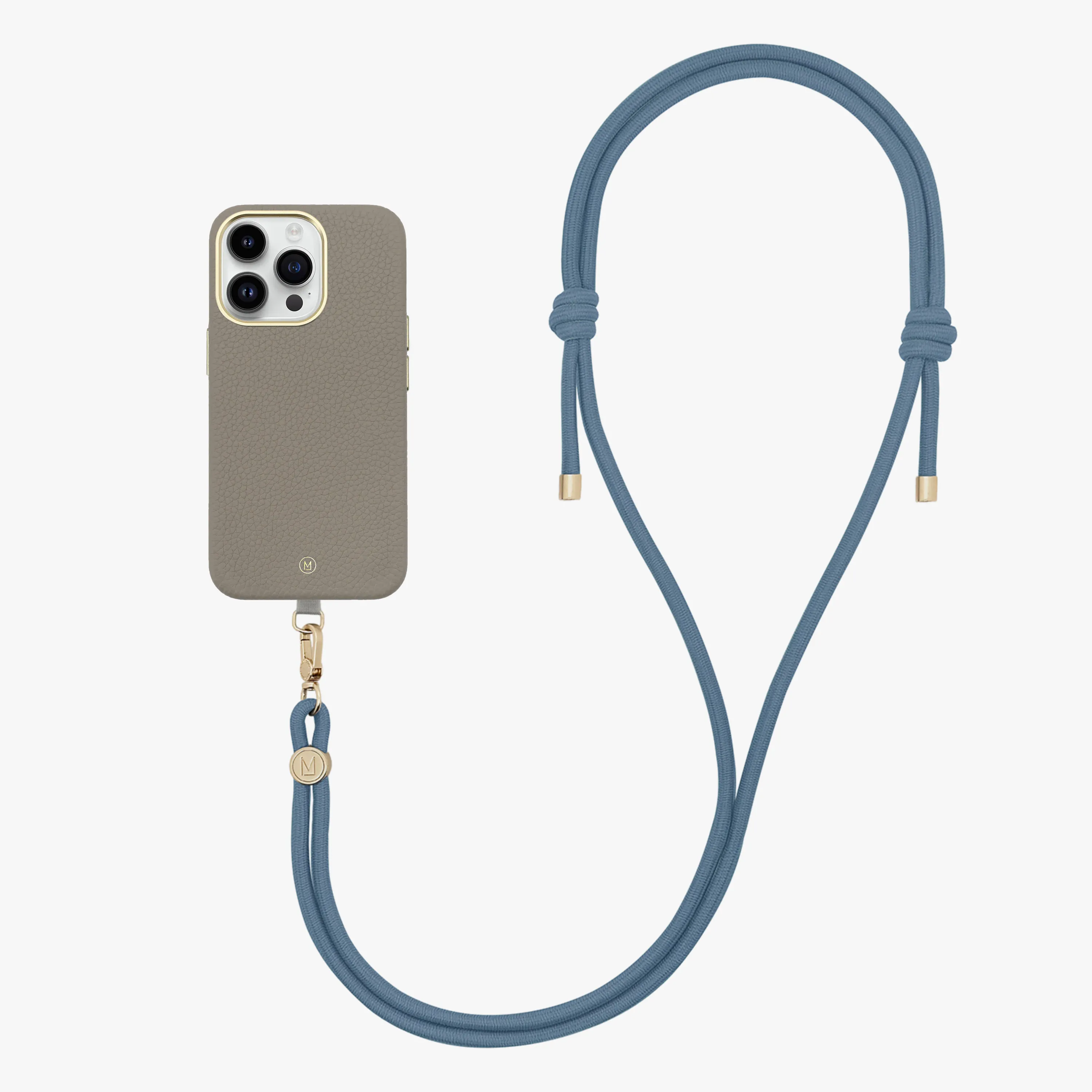 iPhone 16 Plus Leather MagSafe Case with Crossbody Rope Strap