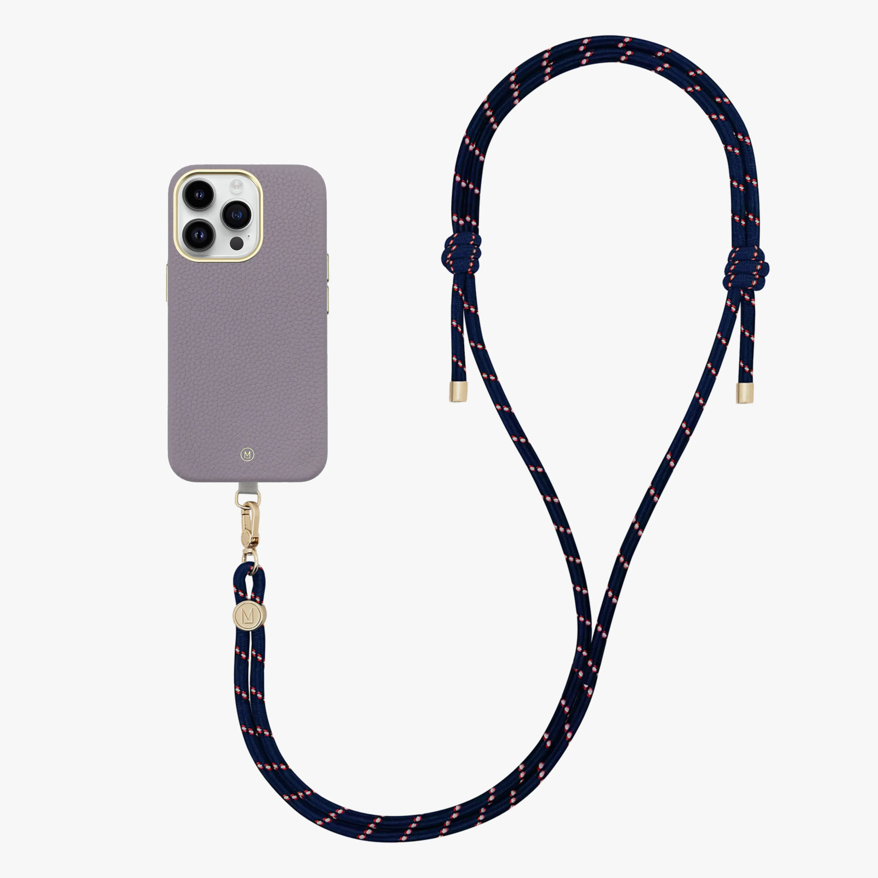 iPhone 16 Plus Leather MagSafe Case with Crossbody Rope Strap