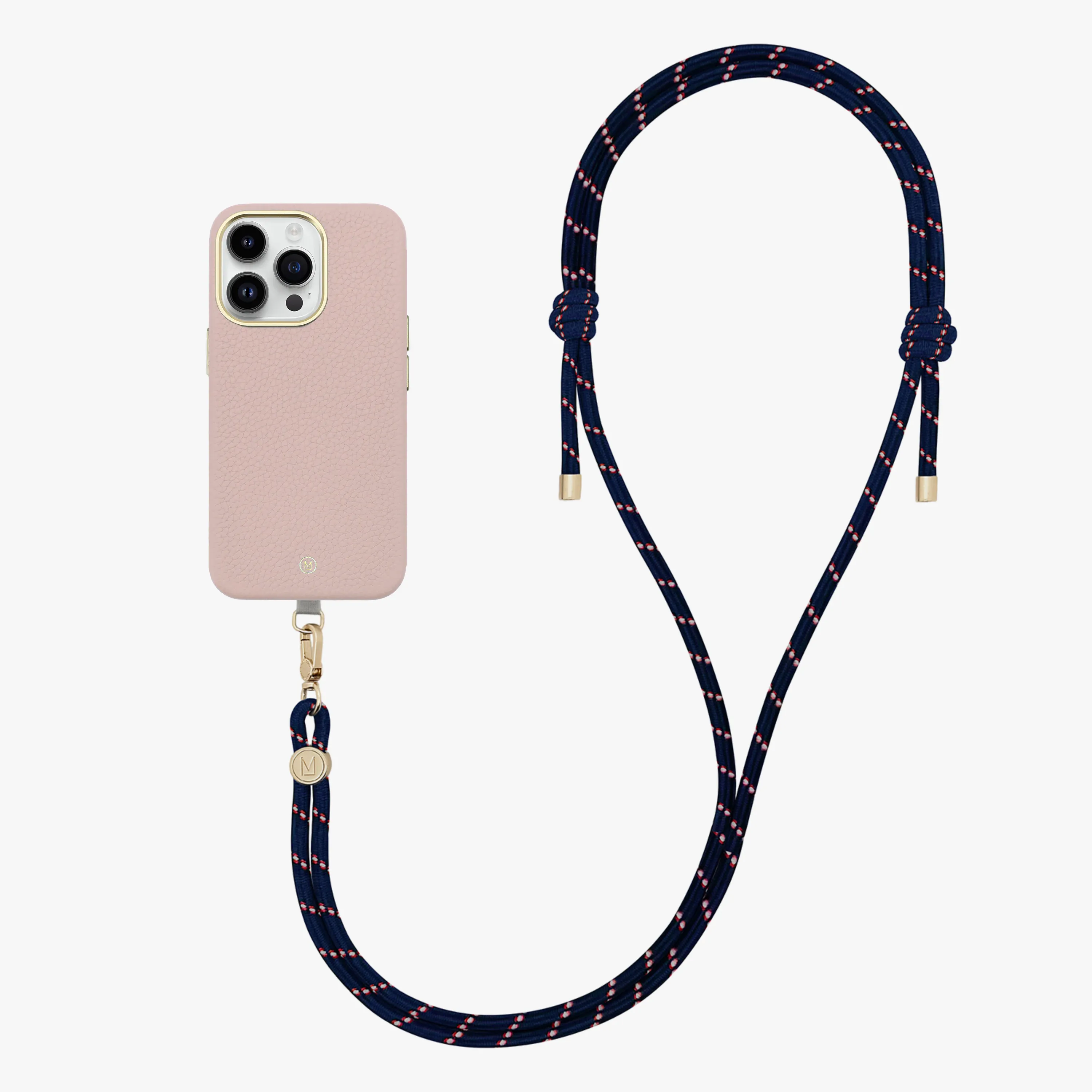 iPhone 16 Plus Leather MagSafe Case with Crossbody Rope Strap
