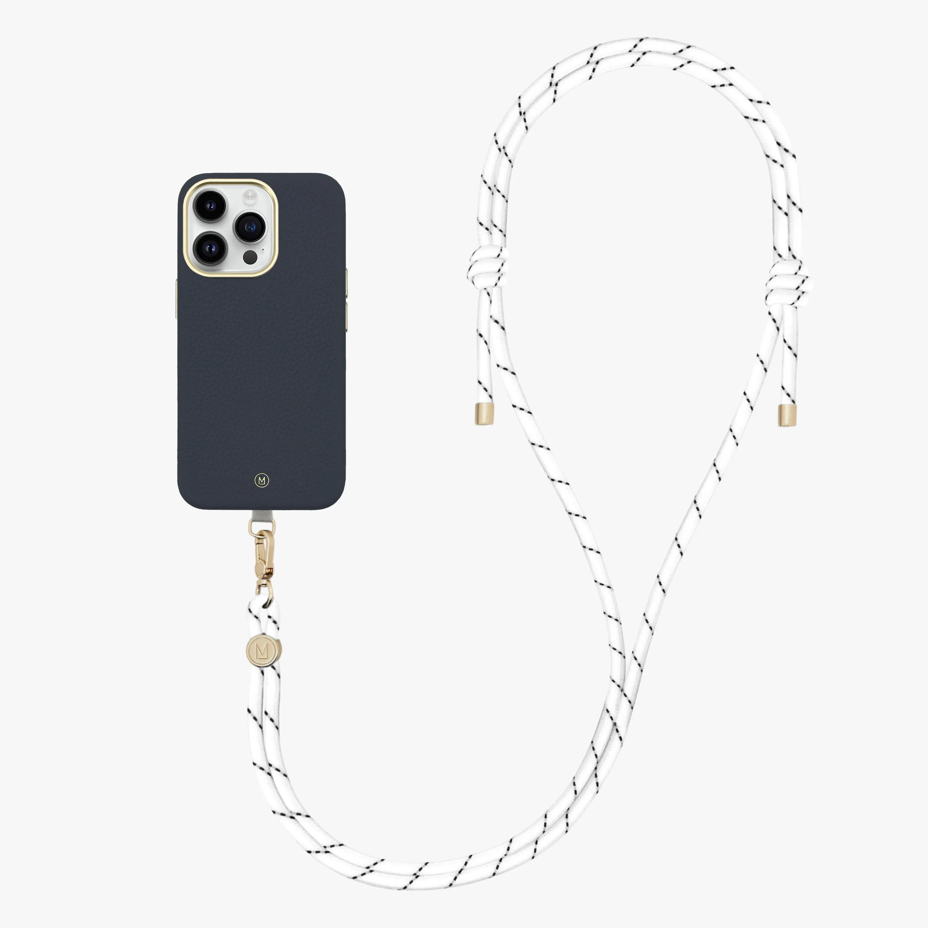 iPhone 16 Plus Leather MagSafe Case with Crossbody Rope Strap
