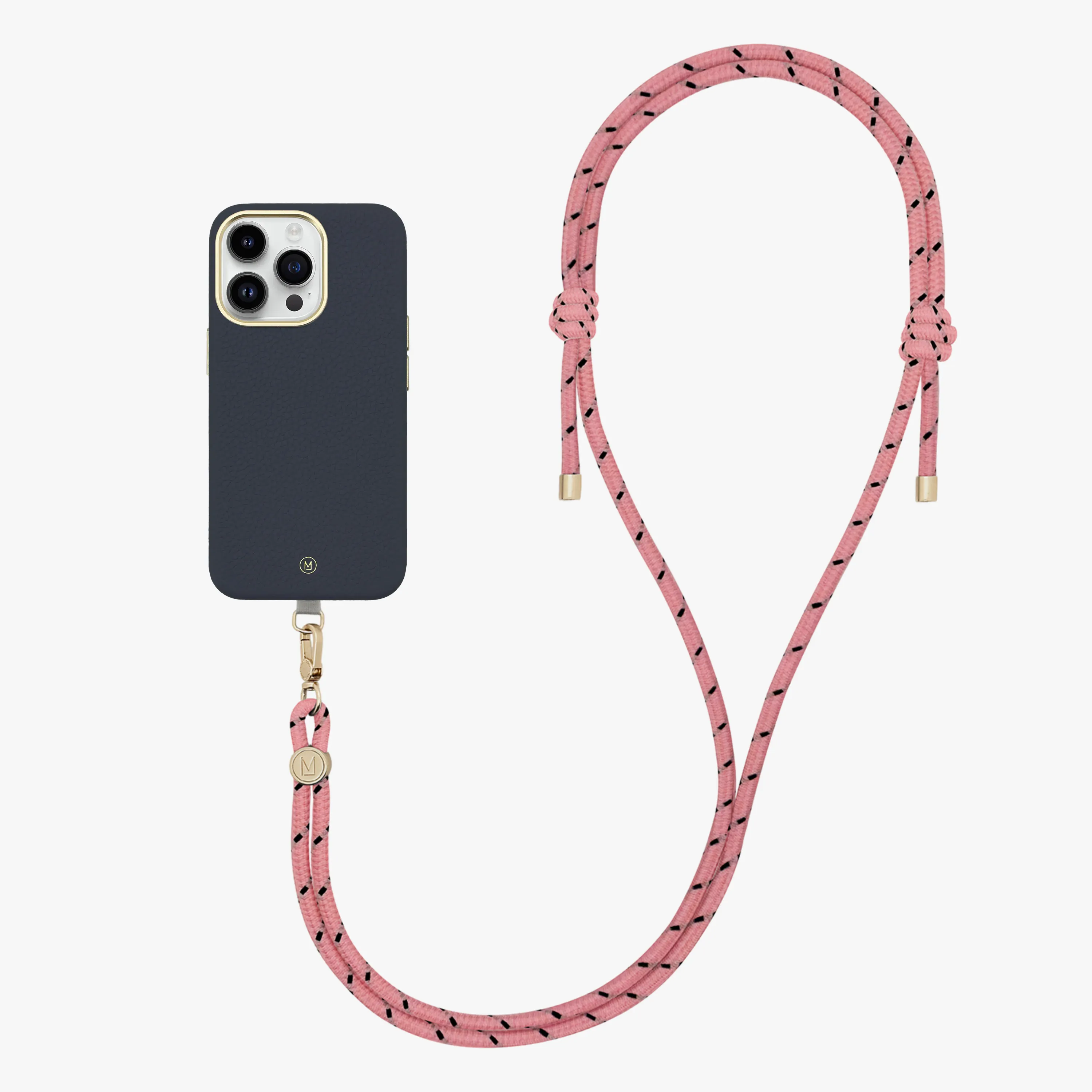 iPhone 16 Plus Leather MagSafe Case with Crossbody Rope Strap