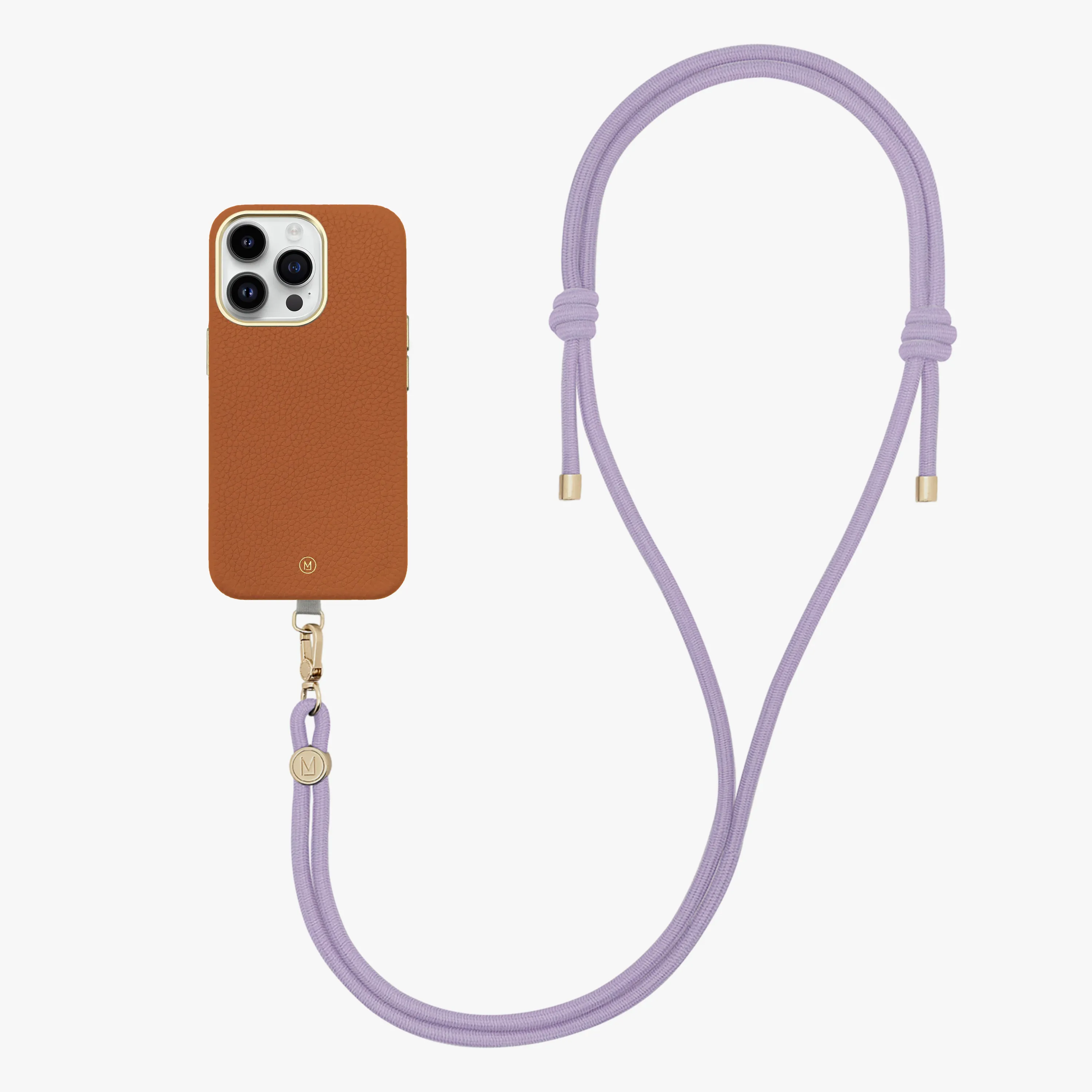 iPhone 16 Plus Leather MagSafe Case with Crossbody Rope Strap