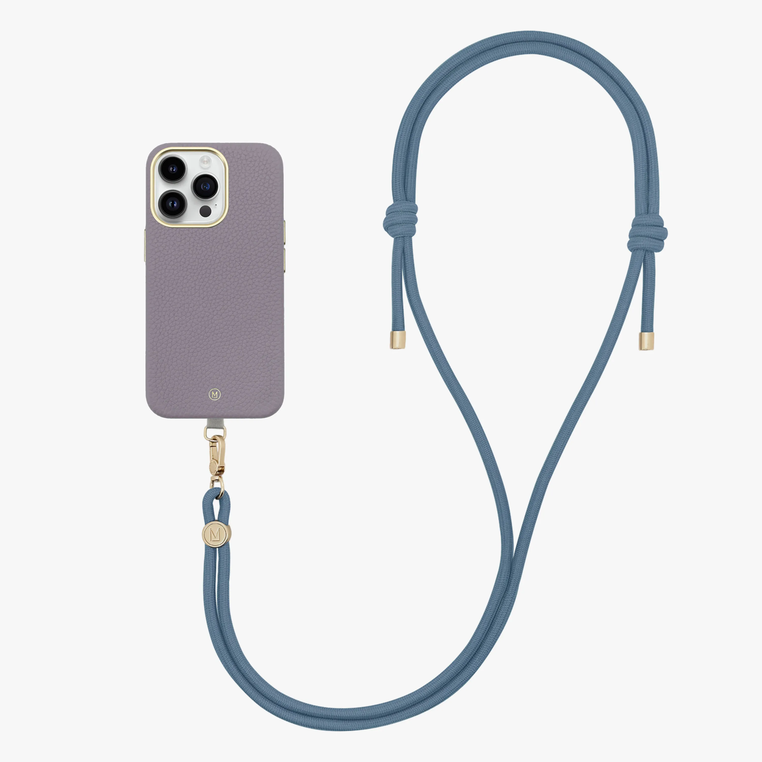 iPhone 16 Plus Leather MagSafe Case with Crossbody Rope Strap