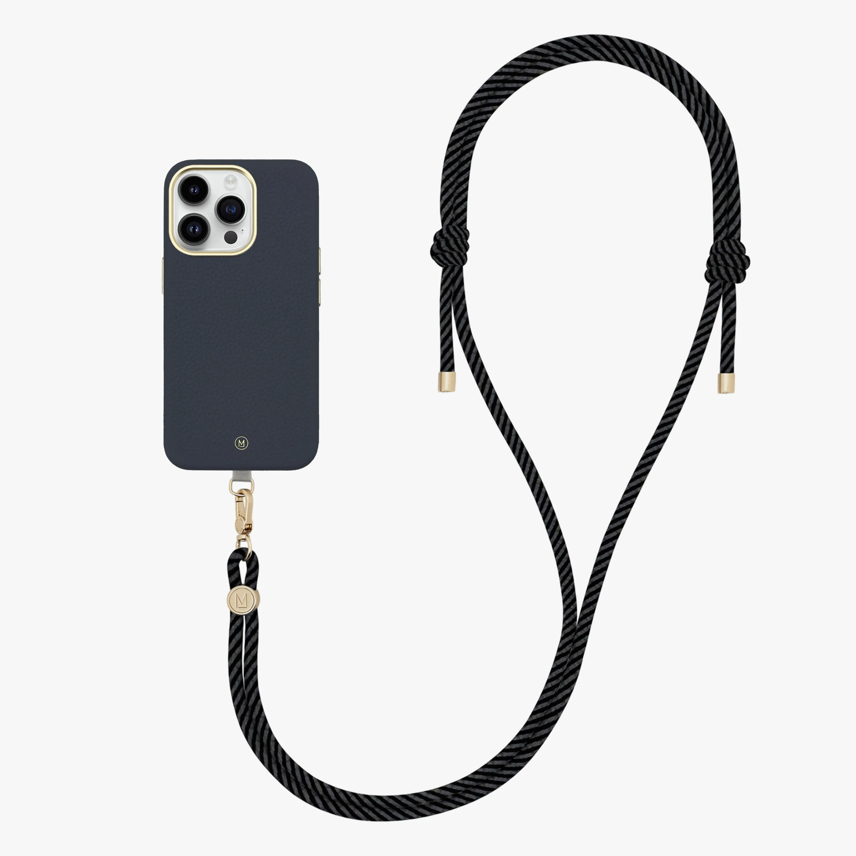 iPhone 16 Plus Leather MagSafe Case with Crossbody Rope Strap