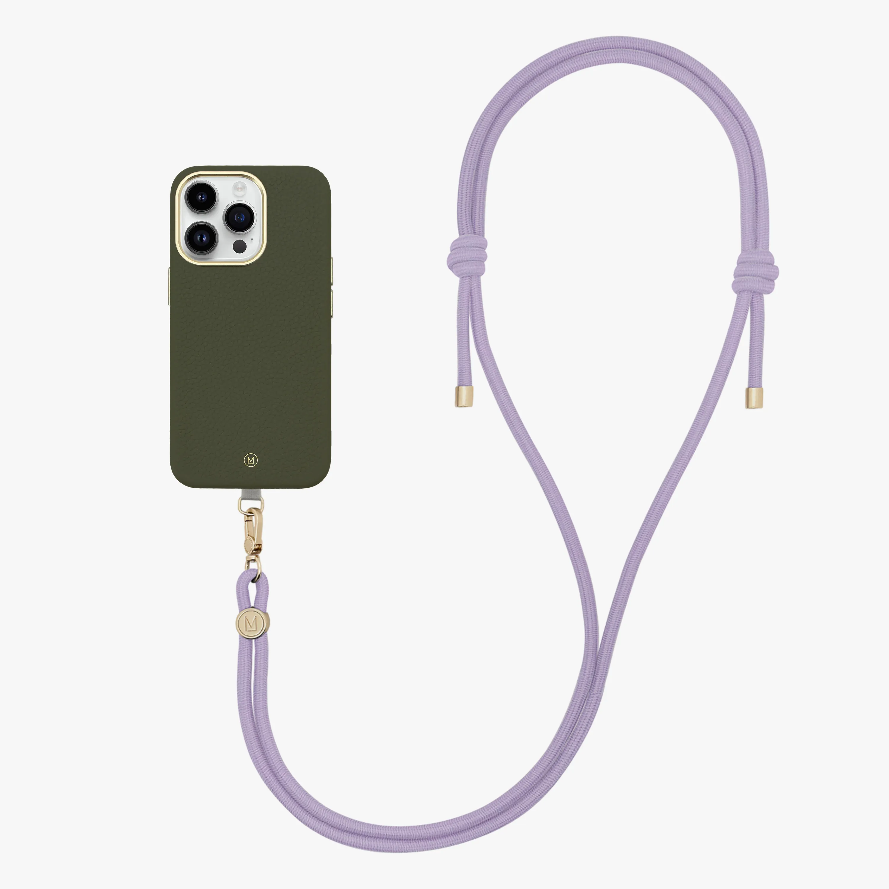 iPhone 16 Plus Leather MagSafe Case with Crossbody Rope Strap