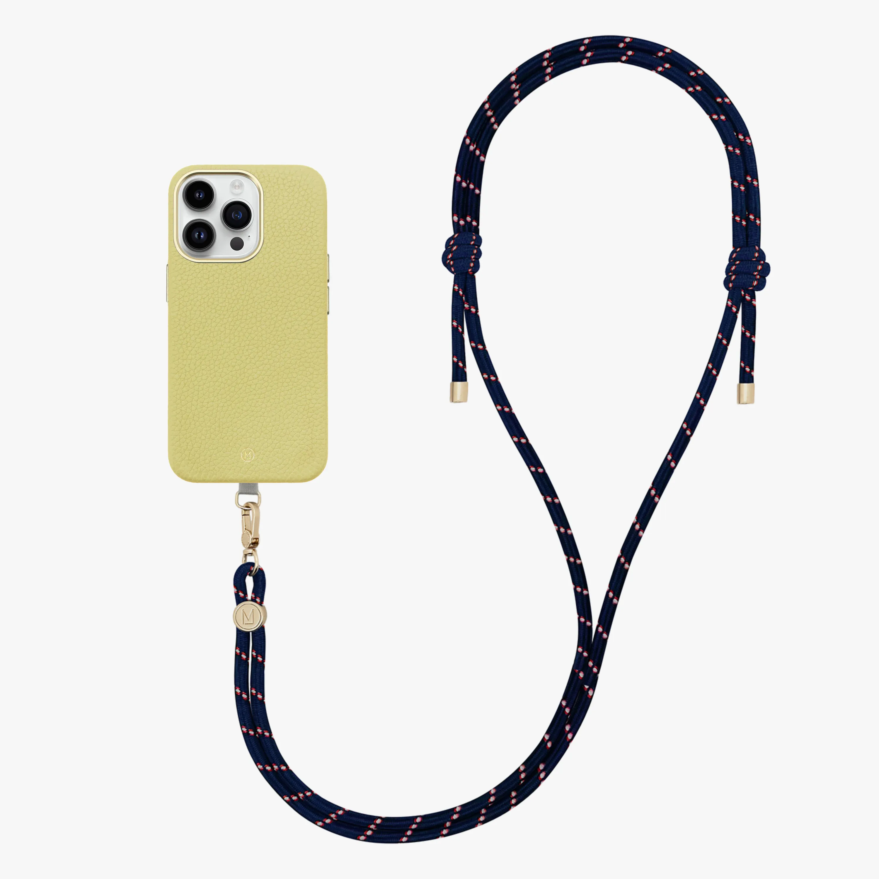 iPhone 16 Plus Leather MagSafe Case with Crossbody Rope Strap