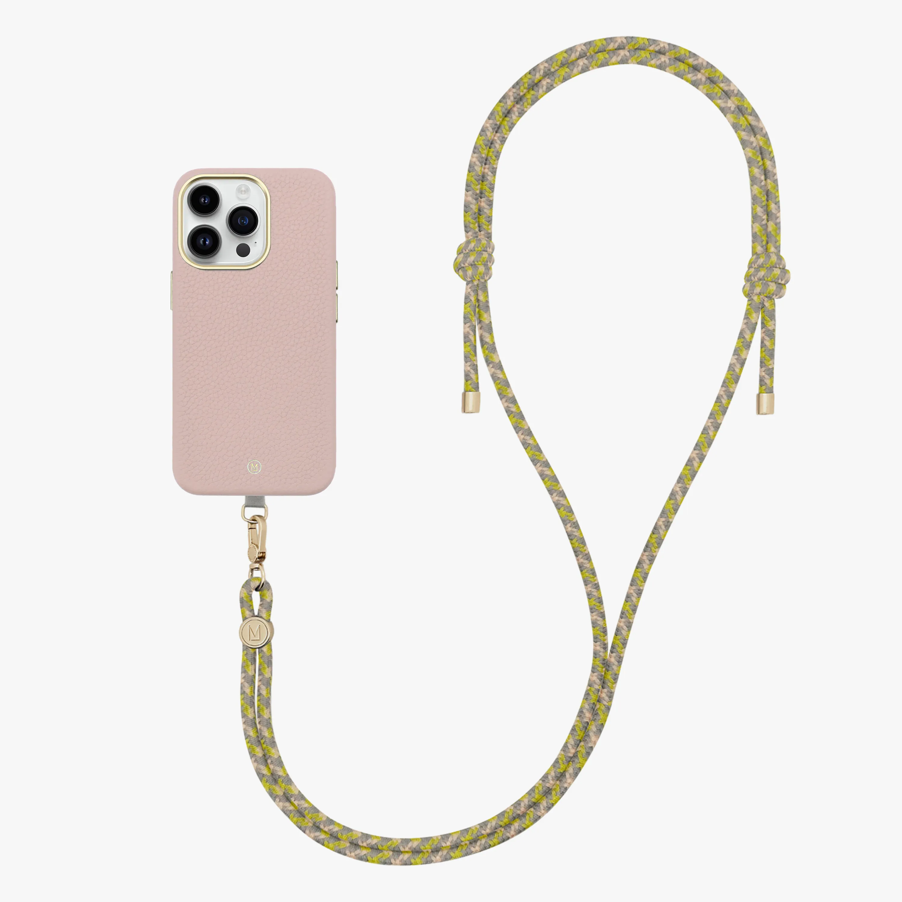 iPhone 16 Plus Leather MagSafe Case with Crossbody Rope Strap