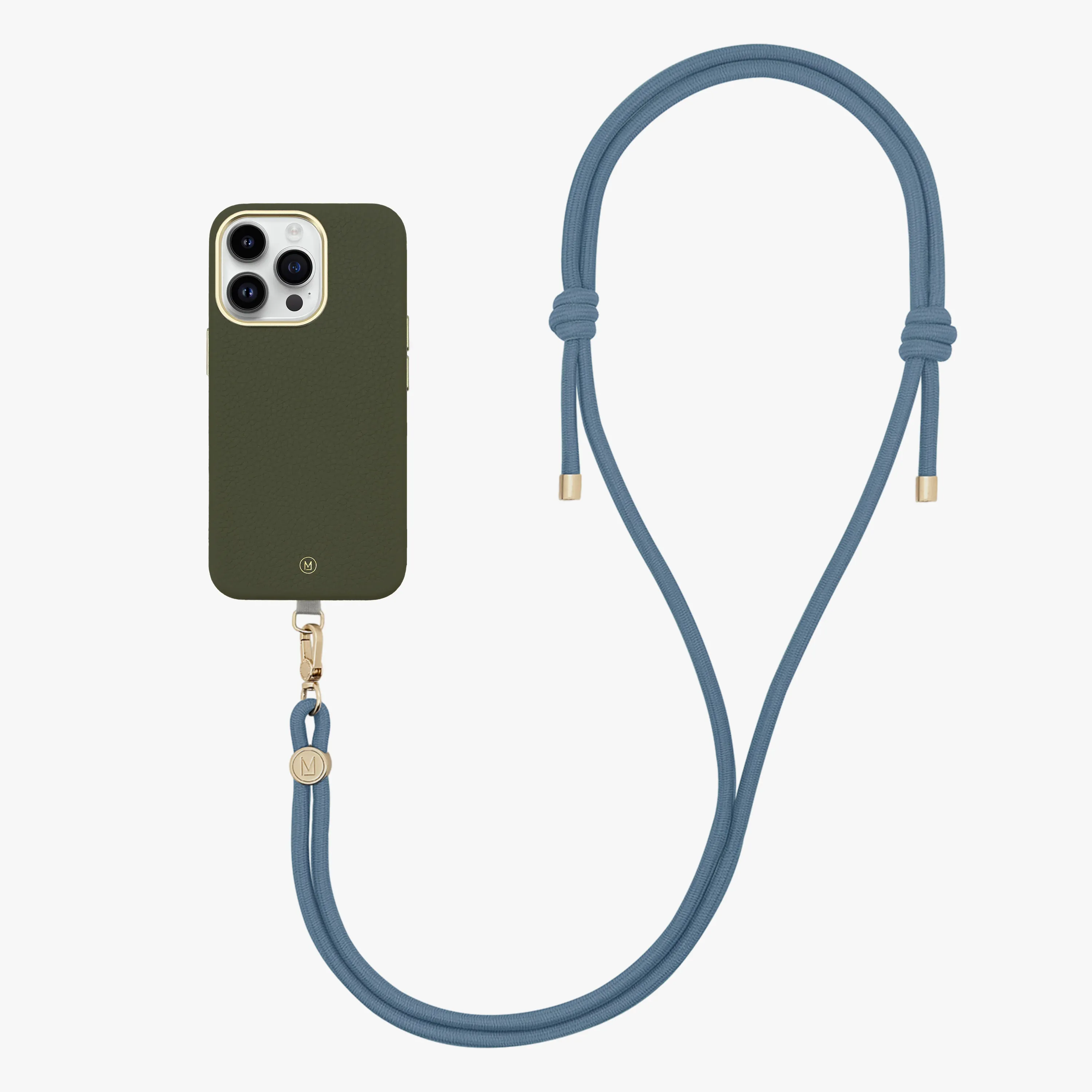 iPhone 16 Plus Leather MagSafe Case with Crossbody Rope Strap