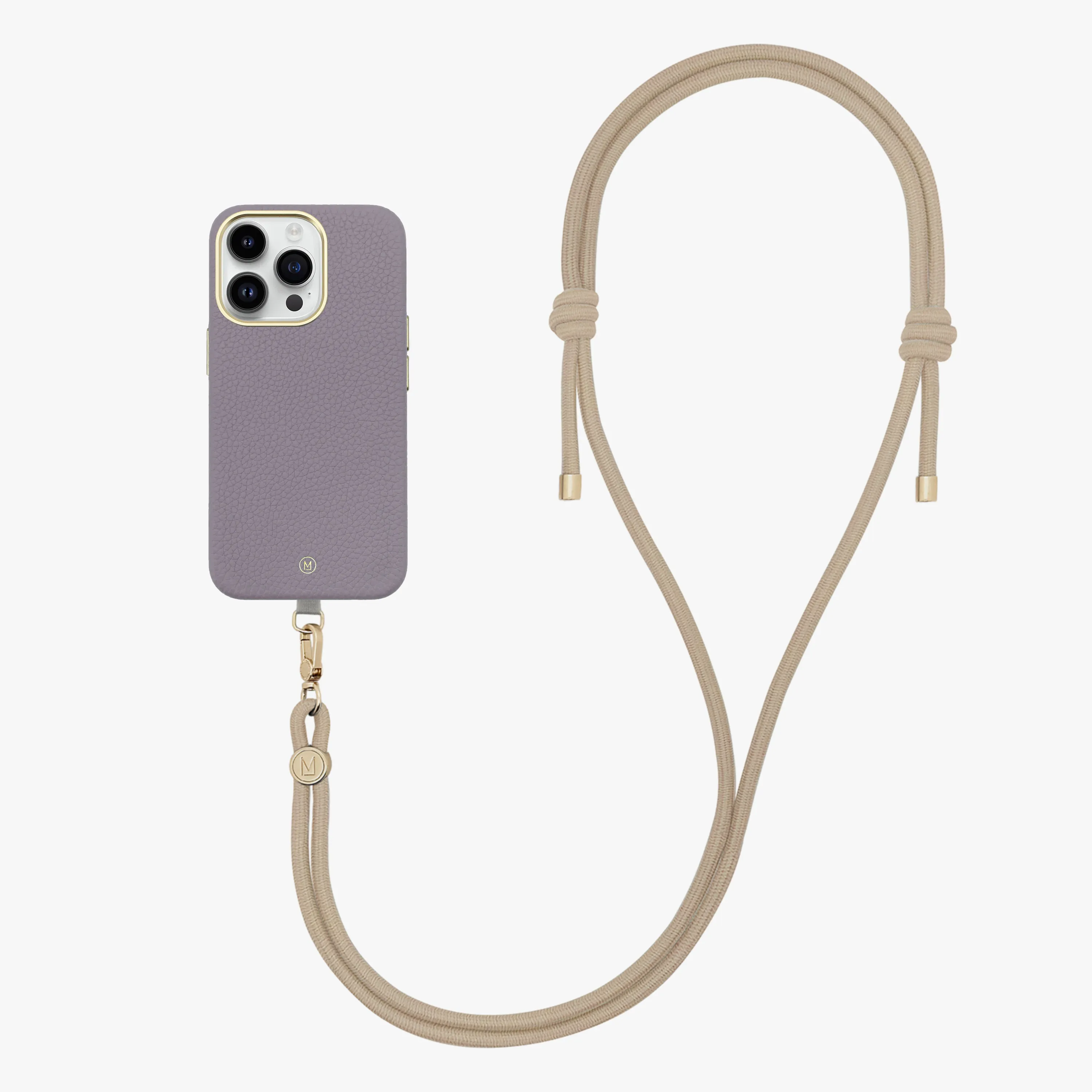 iPhone 16 Plus Leather MagSafe Case with Crossbody Rope Strap