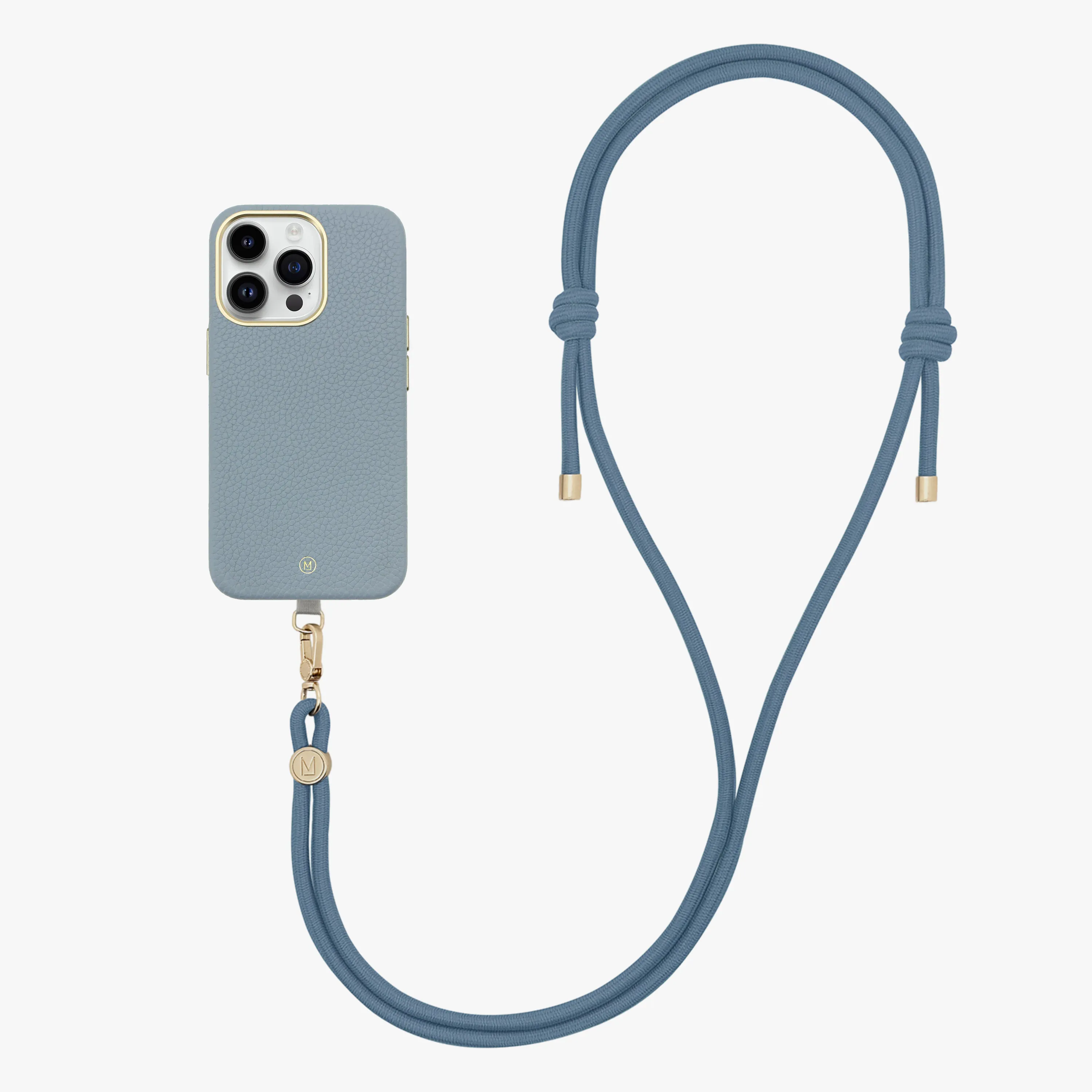 iPhone 16 Plus Leather MagSafe Case with Crossbody Rope Strap
