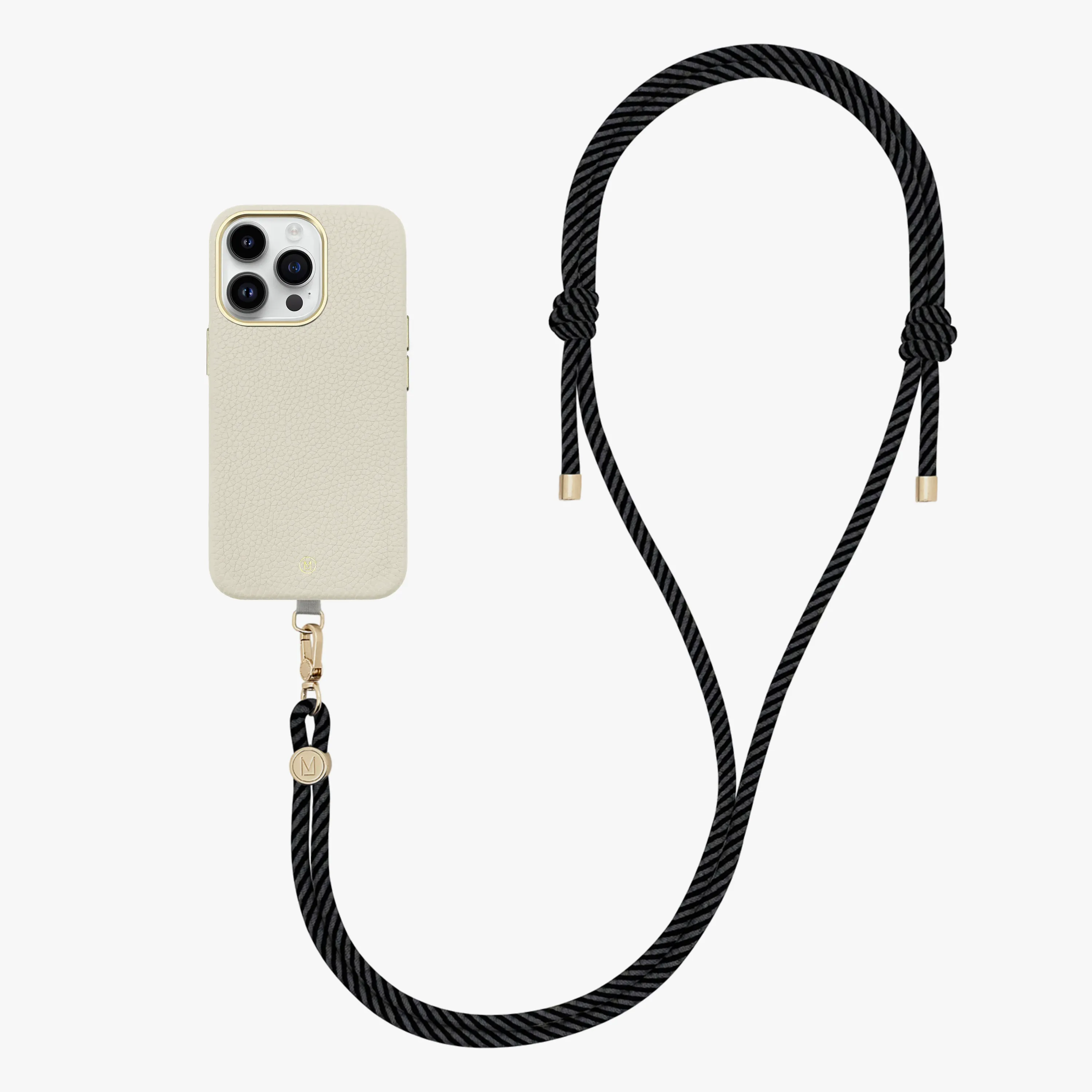 iPhone 16 Plus Leather MagSafe Case with Crossbody Rope Strap