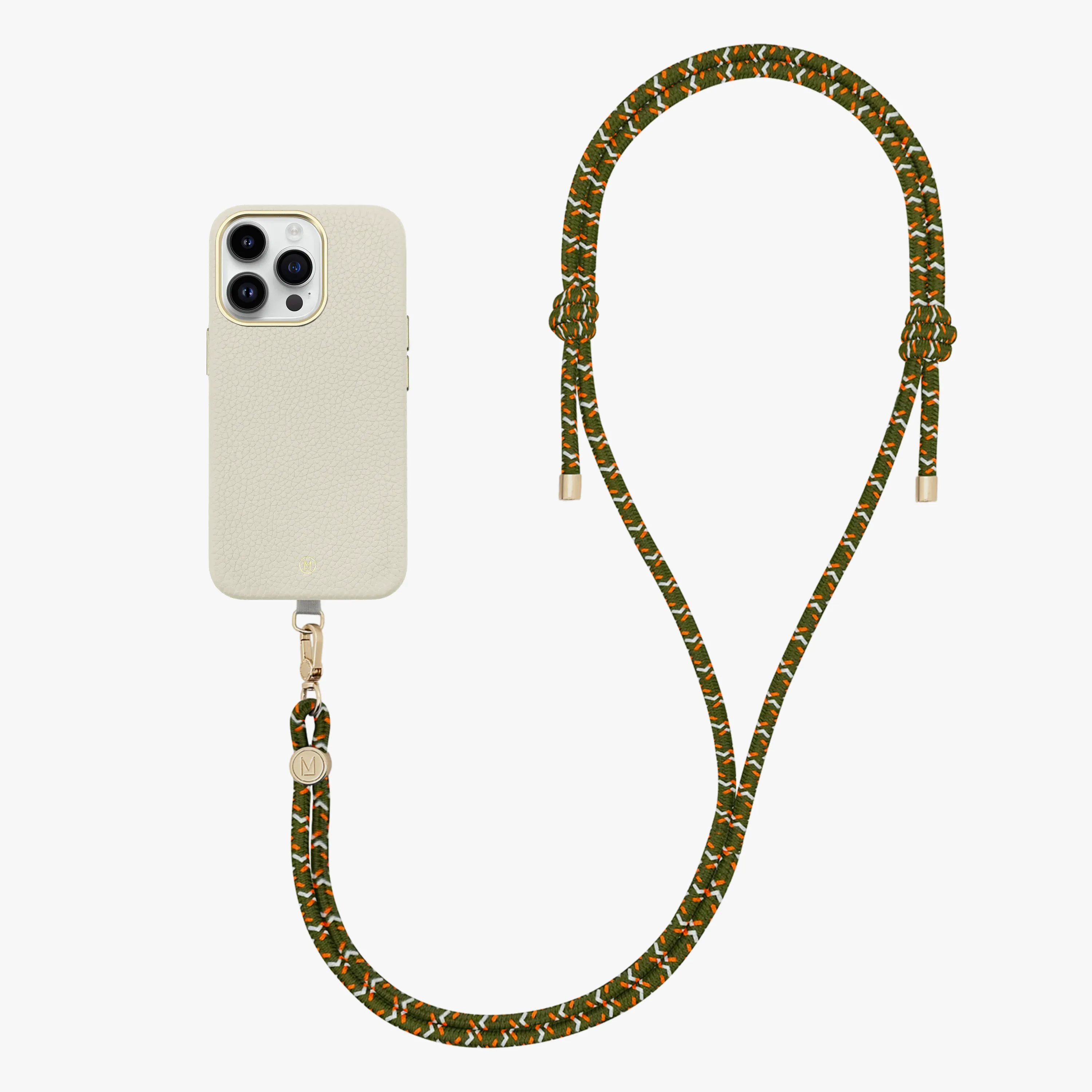 iPhone 16 Plus Leather MagSafe Case with Crossbody Rope Strap