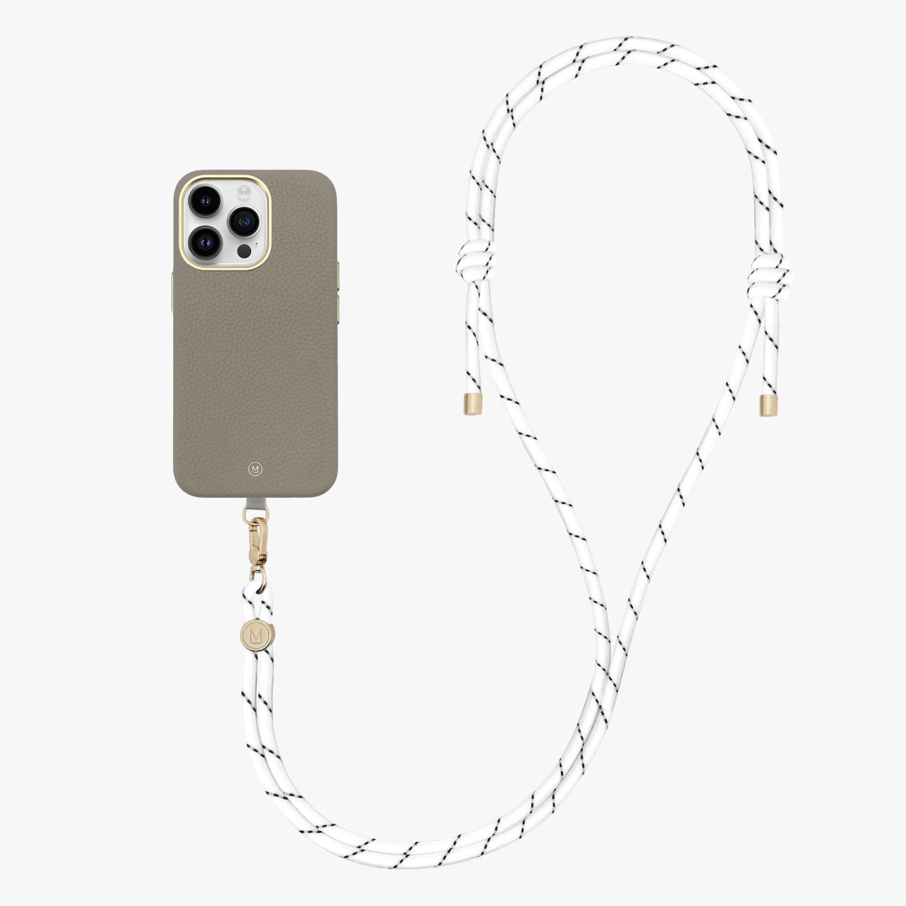 iPhone 16 Plus Leather MagSafe Case with Crossbody Rope Strap