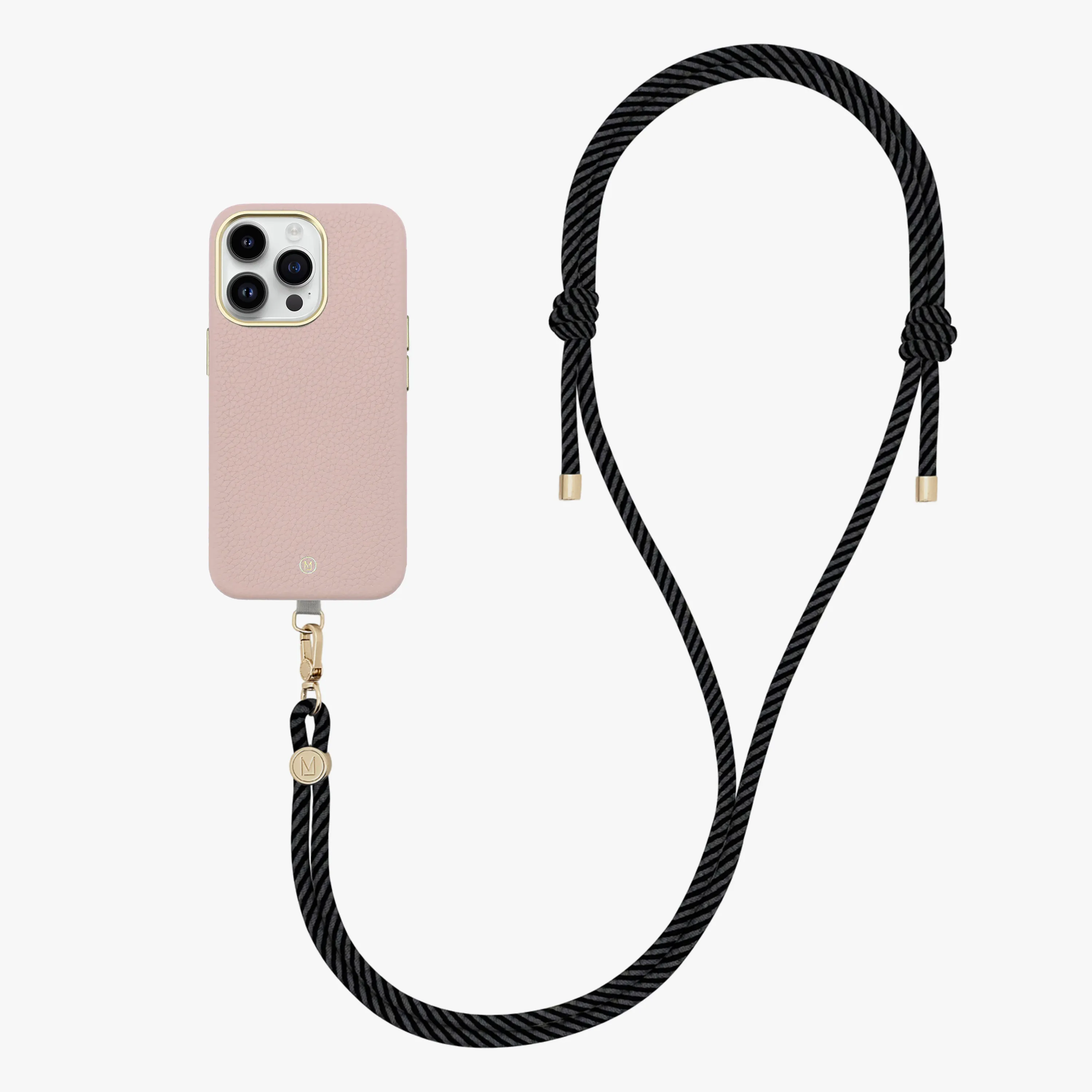 iPhone 16 Plus Leather MagSafe Case with Crossbody Rope Strap