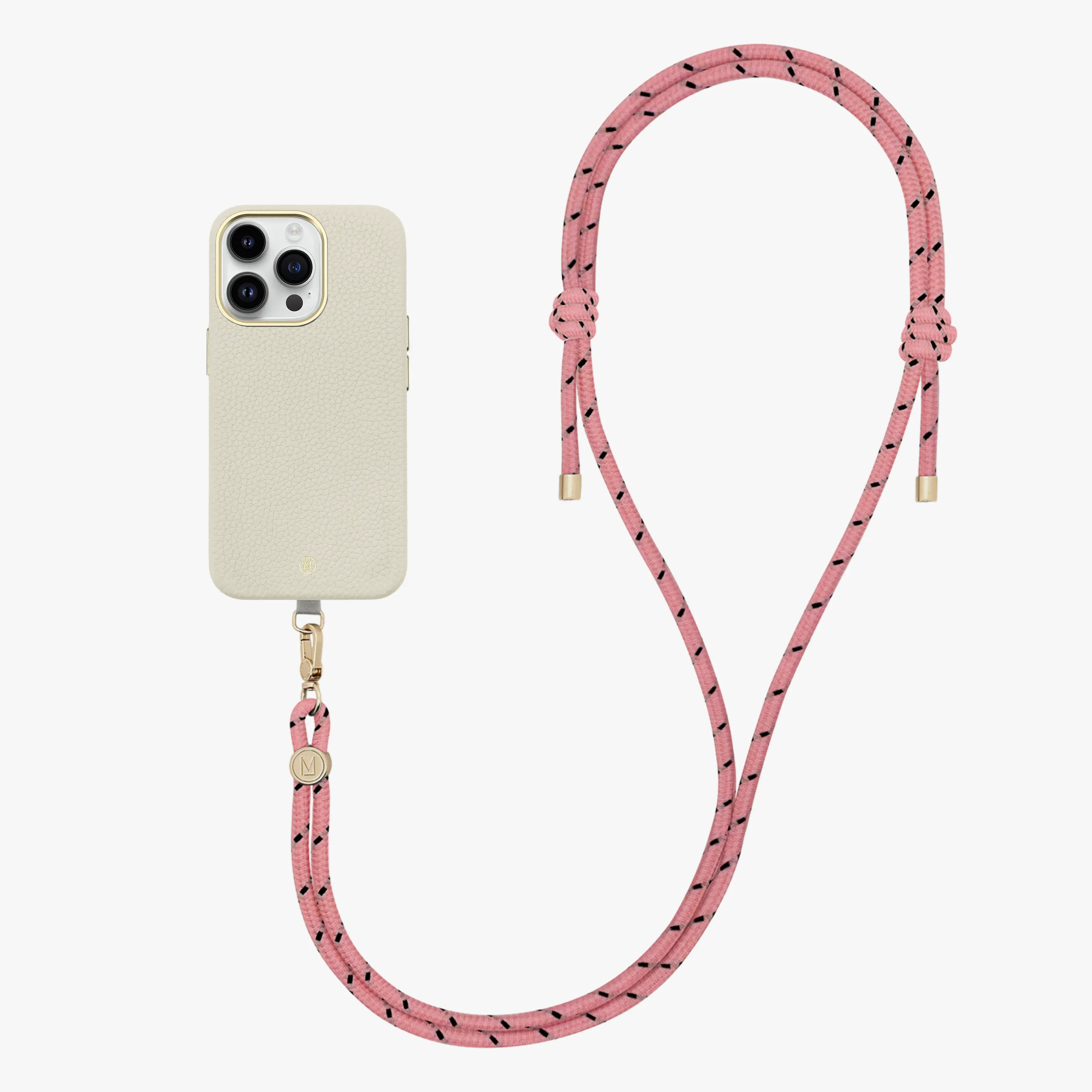 iPhone 16 Plus Leather MagSafe Case with Crossbody Rope Strap