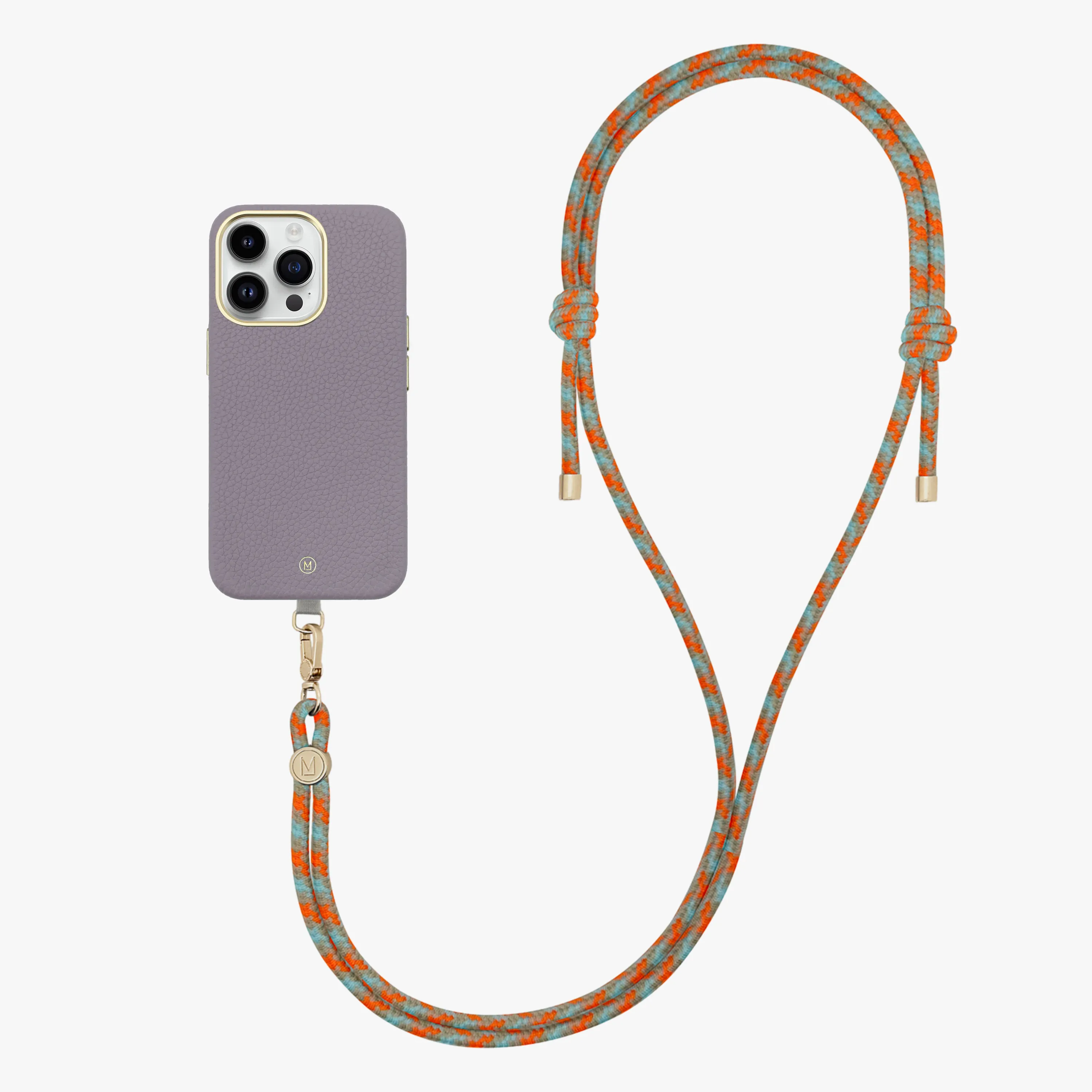 iPhone 16 Plus Leather MagSafe Case with Crossbody Rope Strap