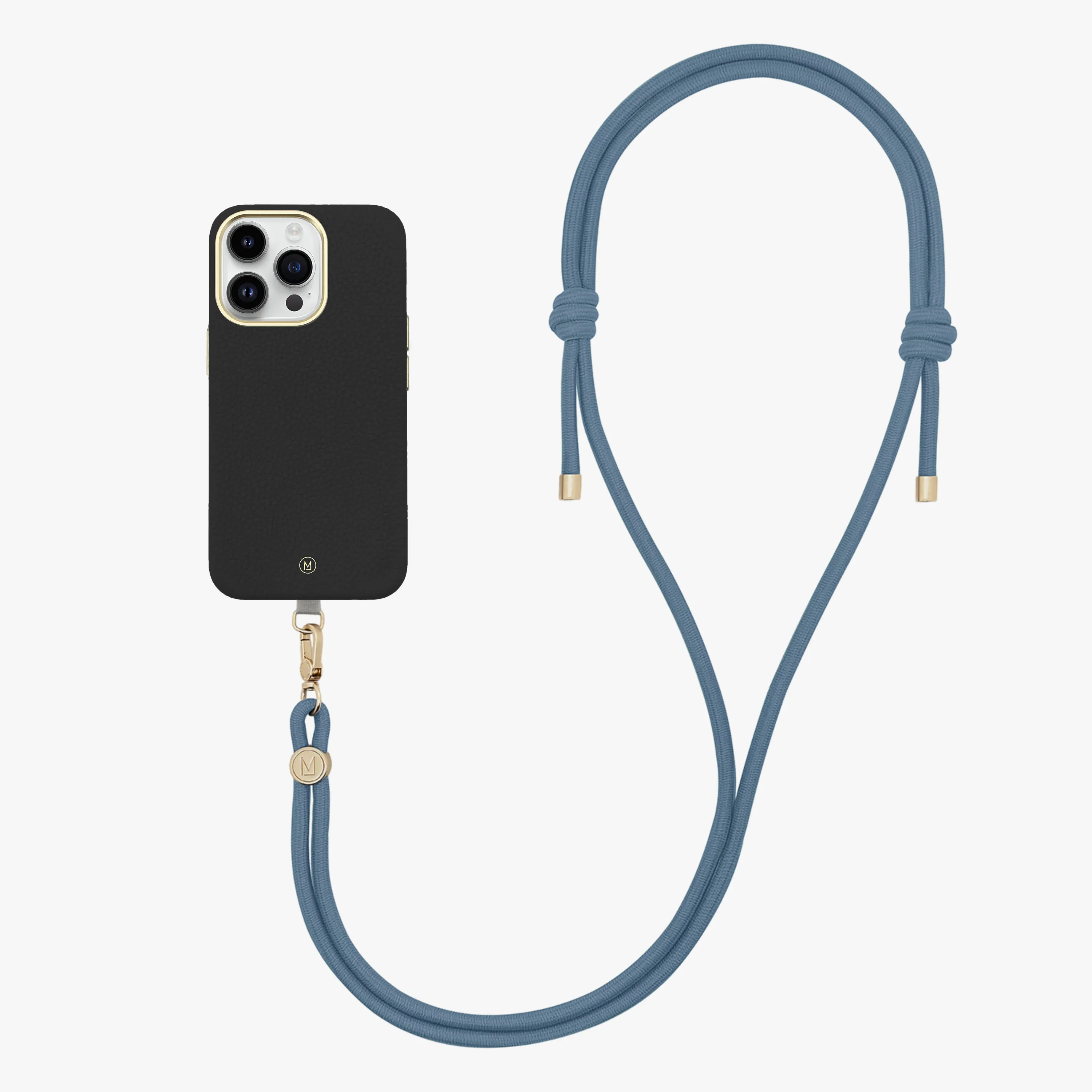 iPhone 16 Plus Leather MagSafe Case with Crossbody Rope Strap