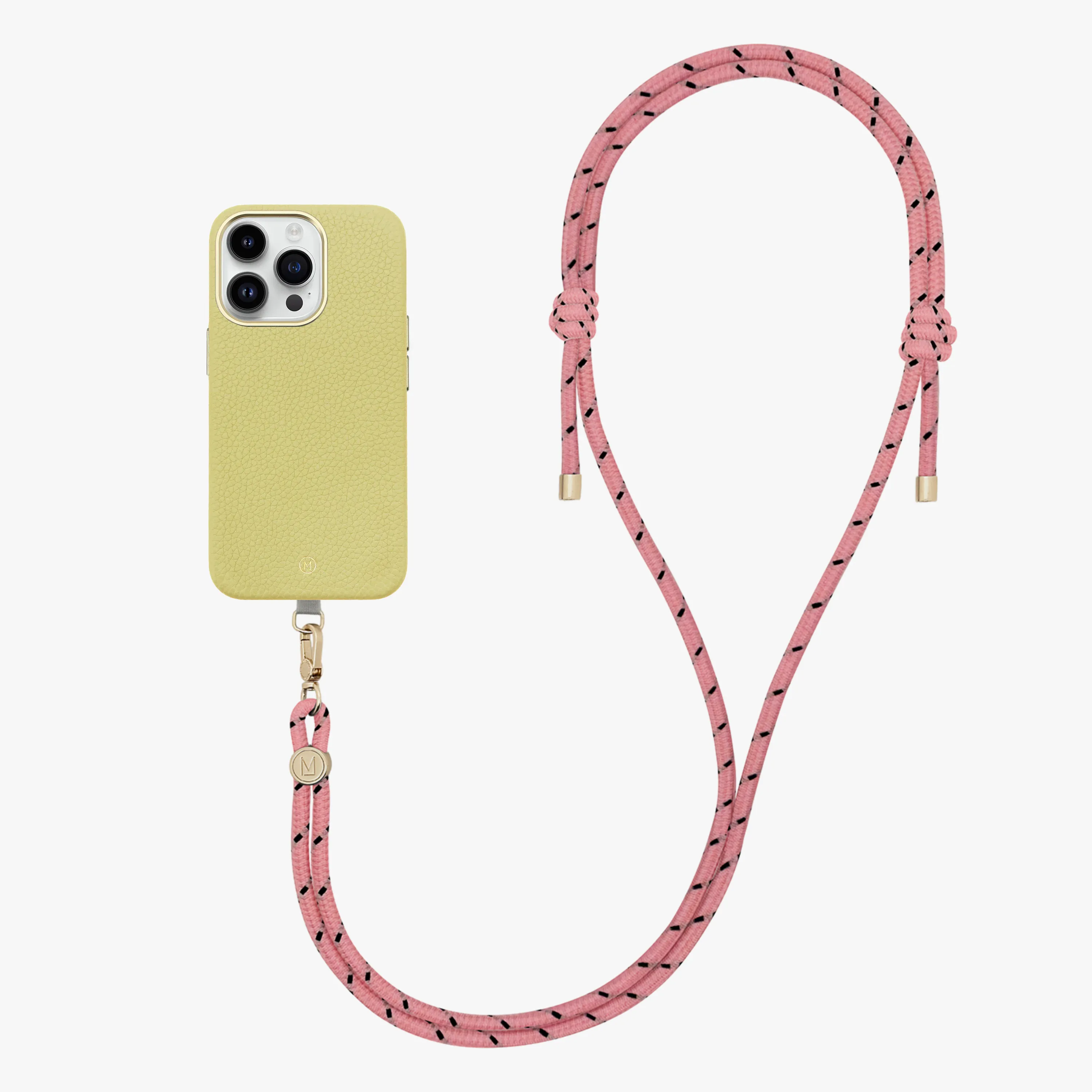iPhone 16 Plus Leather MagSafe Case with Crossbody Rope Strap