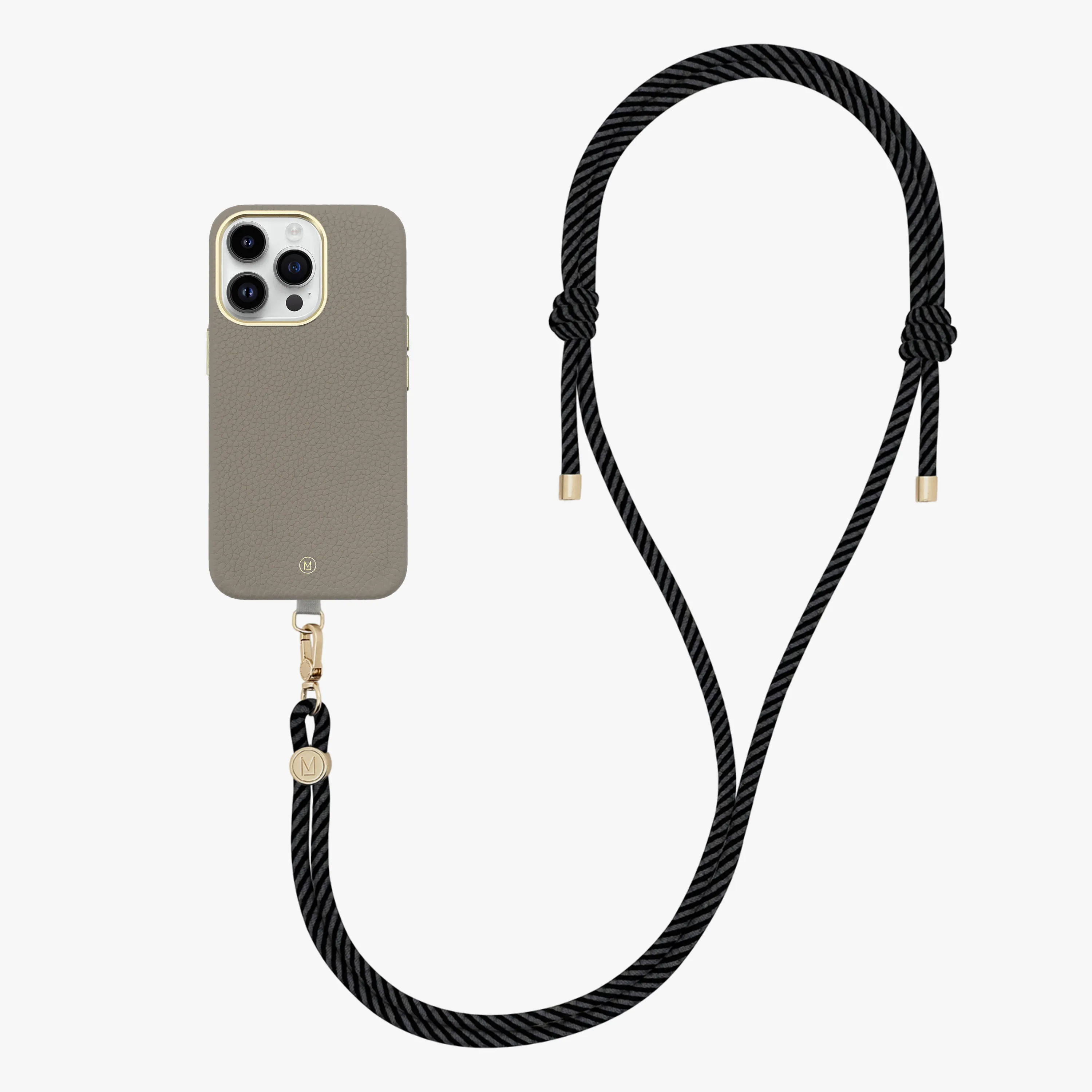 iPhone 16 Plus Leather MagSafe Case with Crossbody Rope Strap