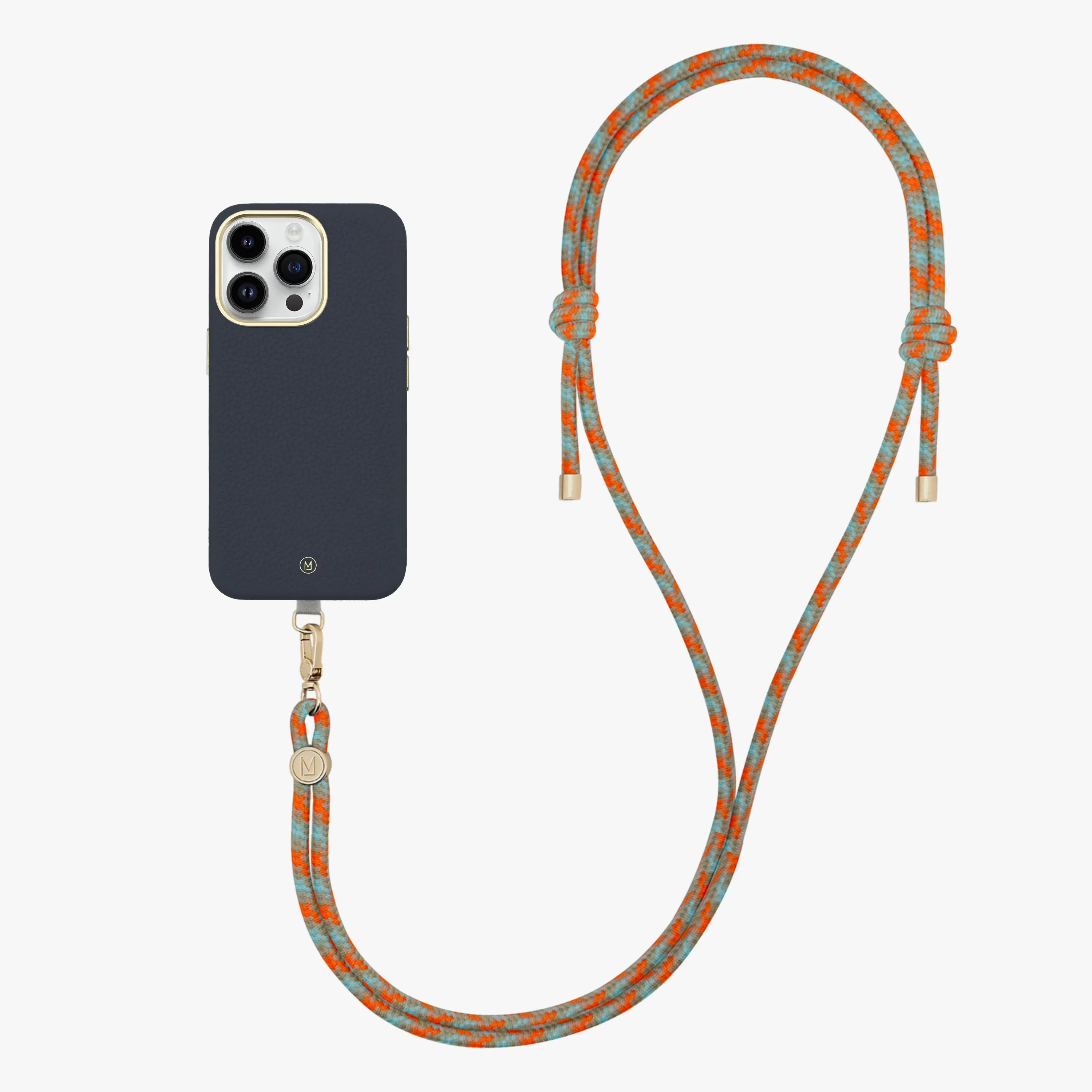 iPhone 16 Plus Leather MagSafe Case with Crossbody Rope Strap