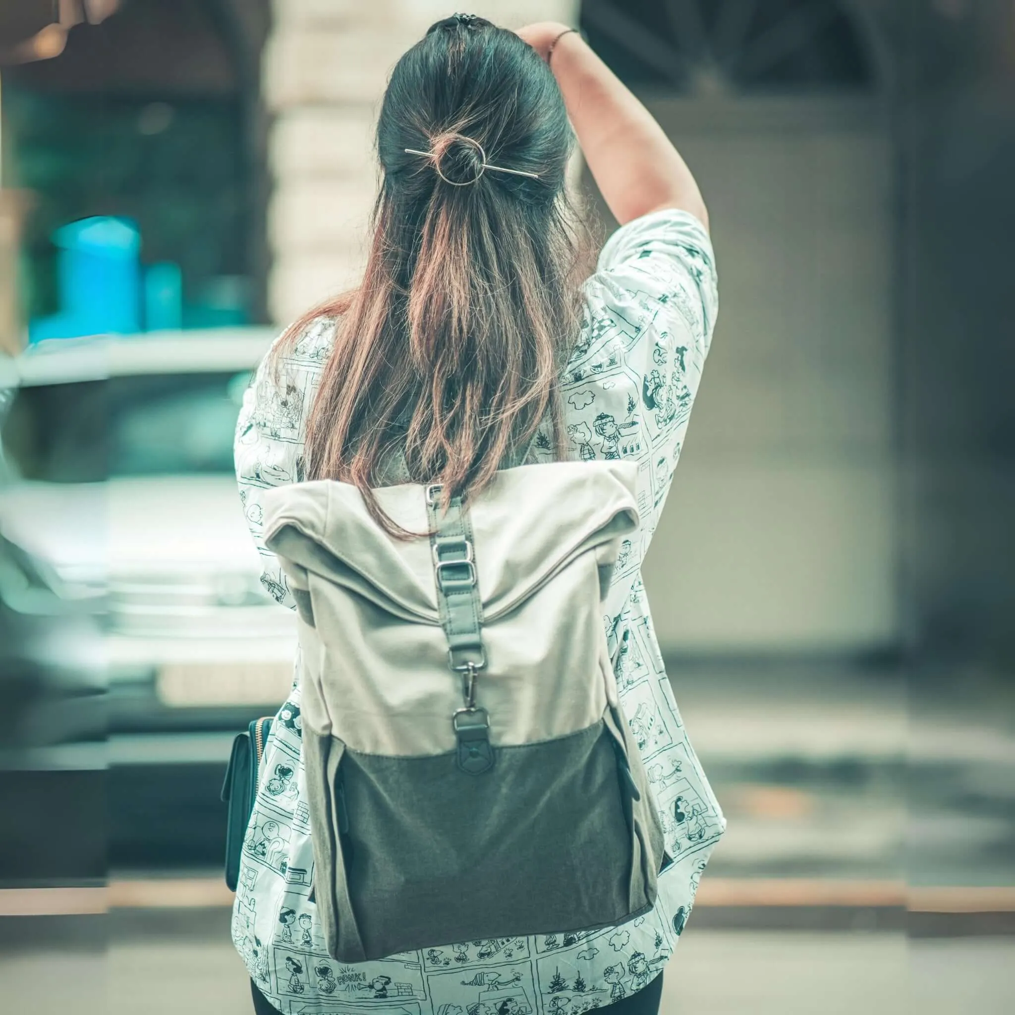 Mona B - Ice Grey 100% Cotton Canvas Back Pack for Offices Schools and Colleges with Two Outside Pockets and Stylish Design for Men and Women