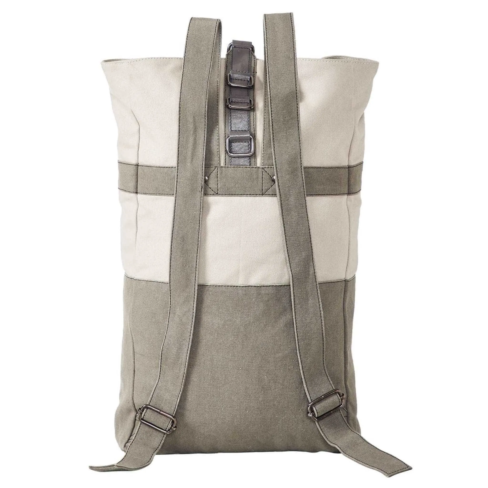 Mona B - Ice Grey 100% Cotton Canvas Back Pack for Offices Schools and Colleges with Two Outside Pockets and Stylish Design for Men and Women