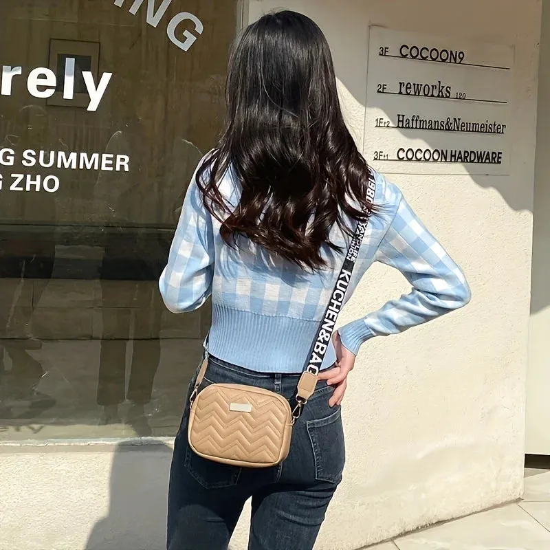 Stylish Embossed Geometric Crossbody Handbag Purse for Women Casual Shoulder Zipper Bag
